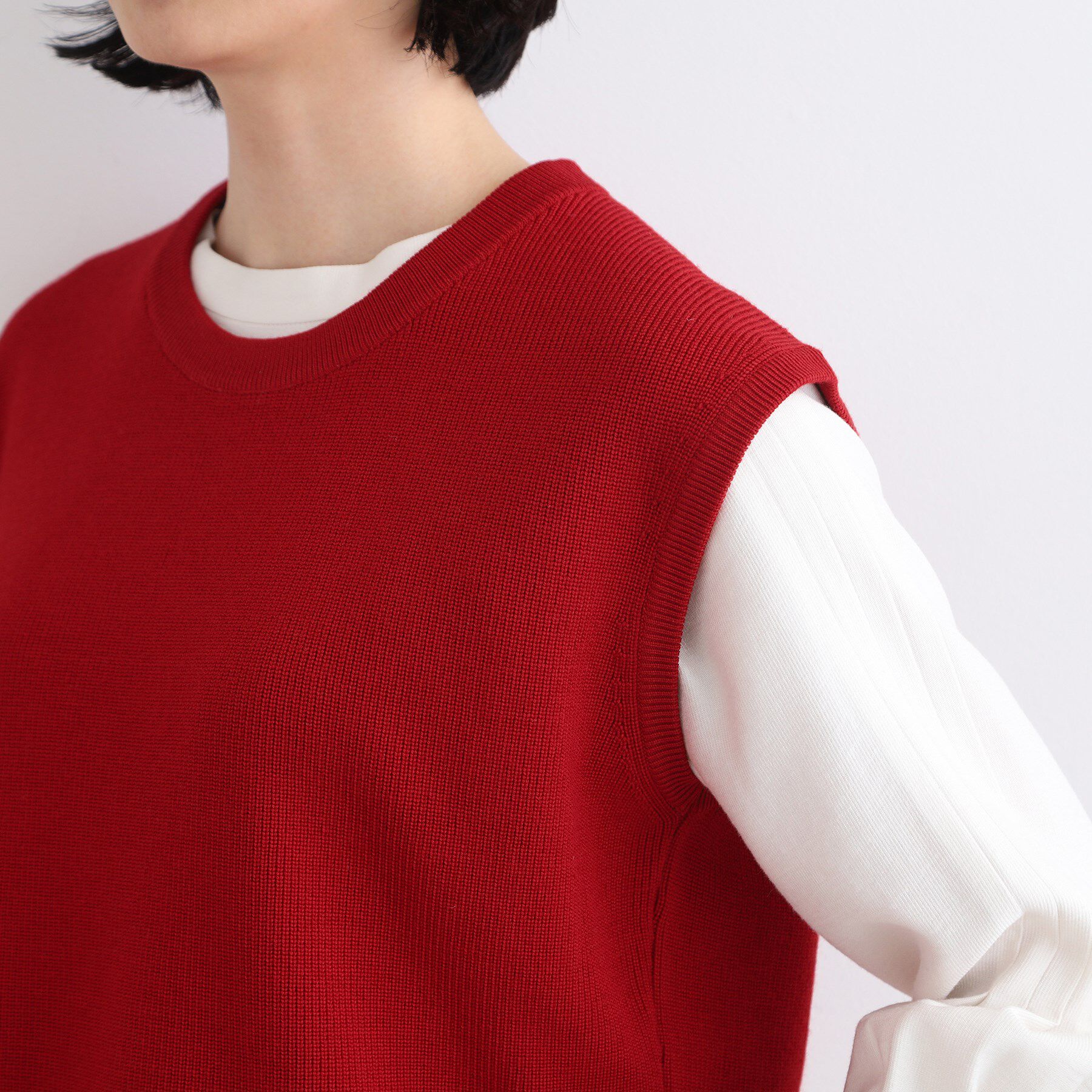 INDIVI「【洗える】アシンメトリーニットベスト」|ニット・セーター|