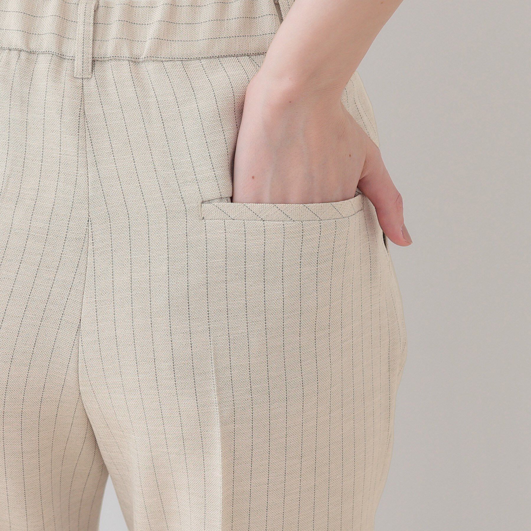 INDIVI「【こなれSETUP／ストライプ柄】リネンライクテーパードパンツ」|その他|