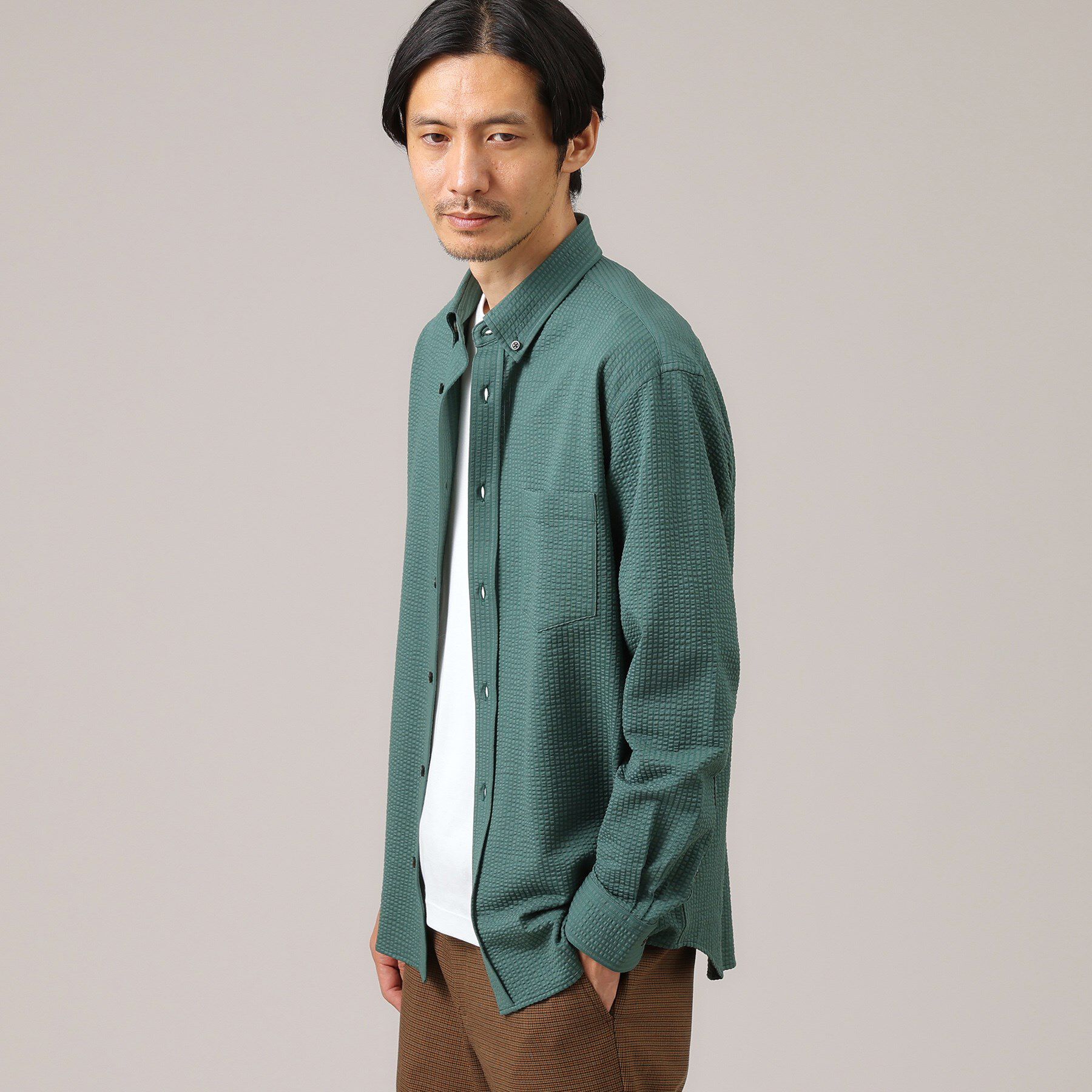 TAKEO KIKUCHI「【抗菌防臭/シーズンレス】シアサッカー ジャージシャツ」|シャツ・ブラウス|