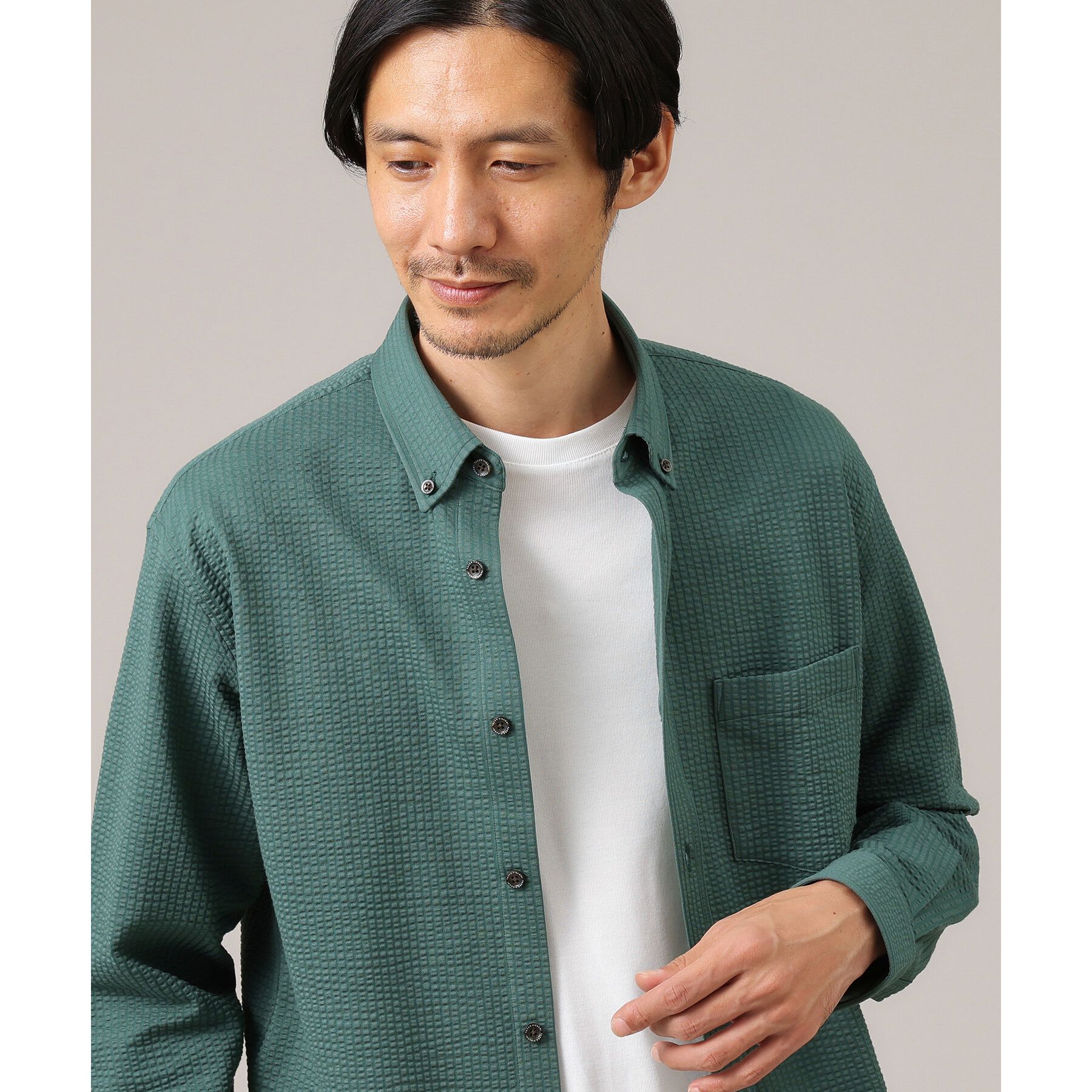 TAKEO KIKUCHI「【抗菌防臭/シーズンレス】シアサッカー ジャージシャツ」|シャツ・ブラウス|