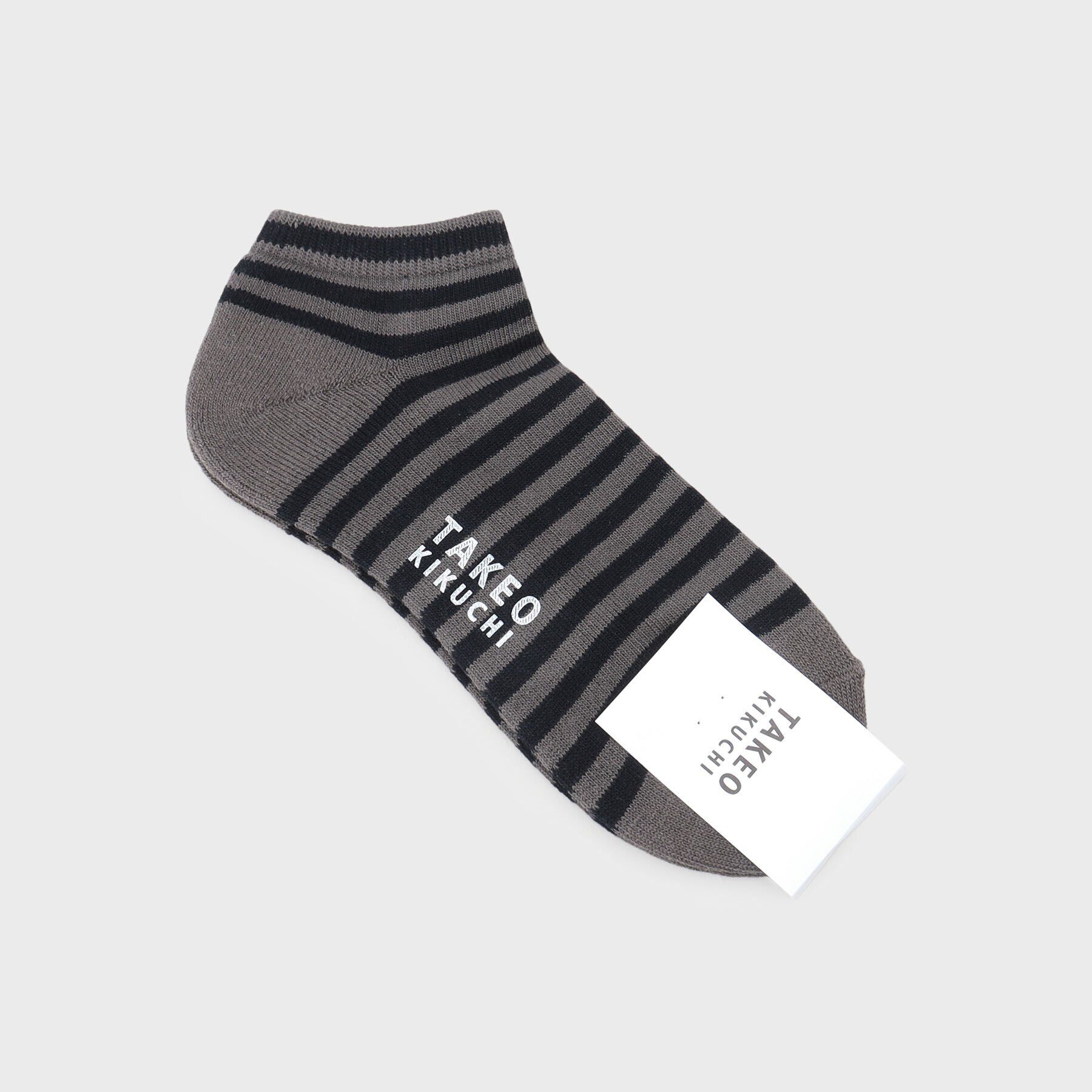TAKEO KIKUCHI「ボーダーショートソックス」|ソックス|ﾁｬｺｰﾙｸﾞﾚｰ(313)