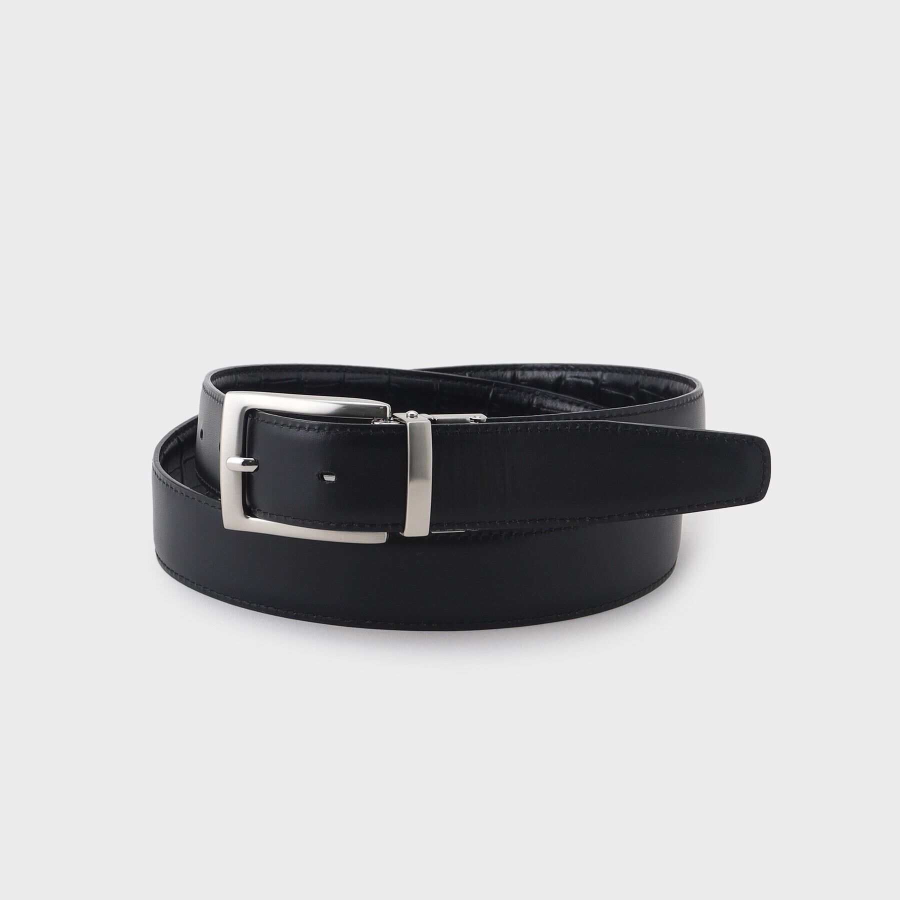 TAKEO KIKUCHI「【リバーシブル/Made in JAPAN】クロコ型押し レザーベルト」|ベルト|ブラック(019)