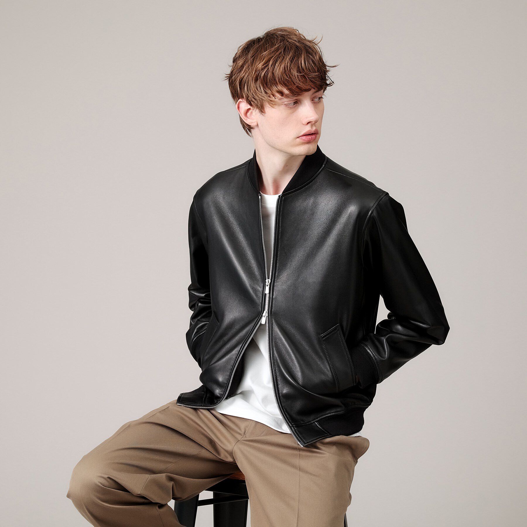 TAKEO KIKUCHI「【新作】ラムレザー ボンバー ジャケット」|ライダースジャケット|