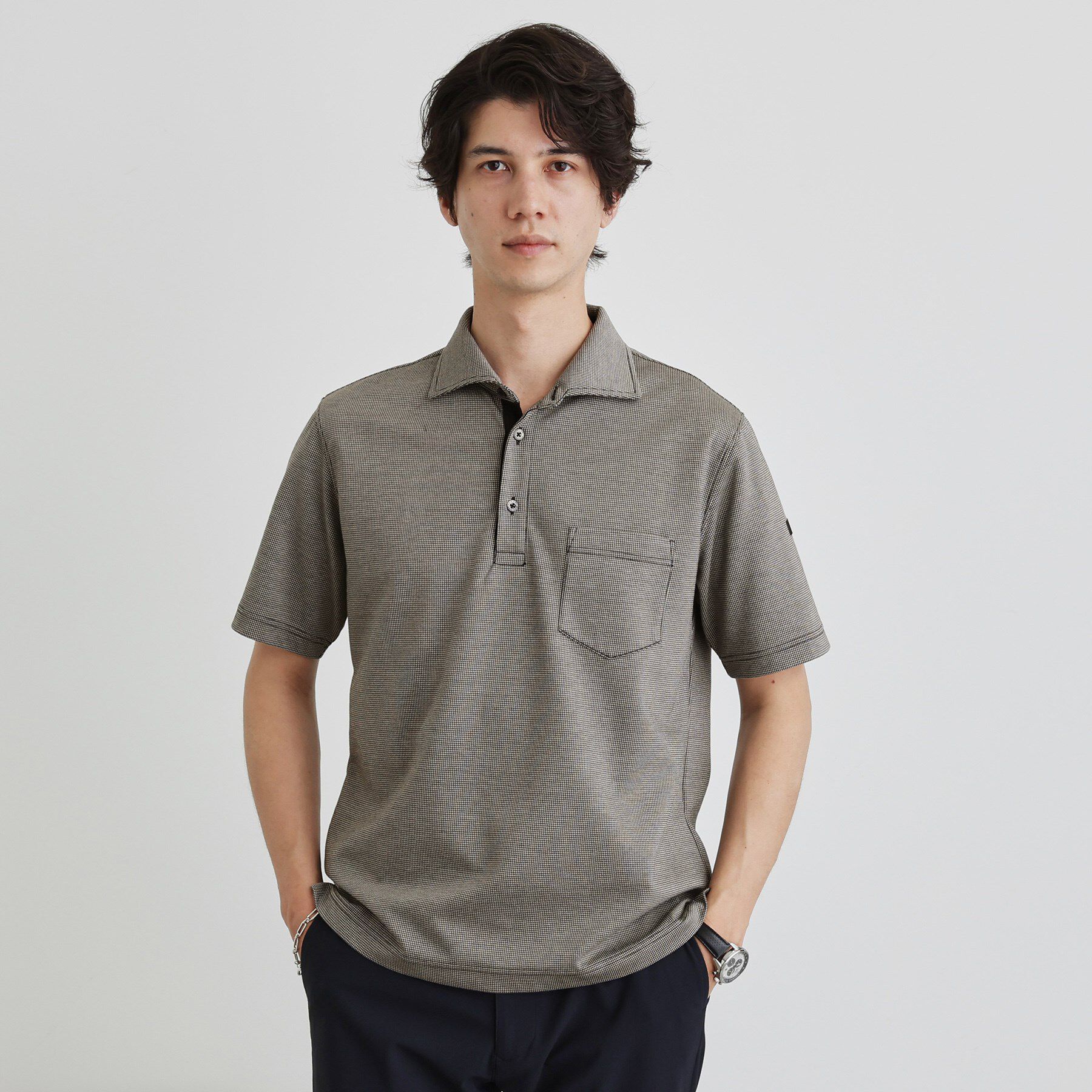 TAKEO KIKUCHI「千鳥柄ポロシャツ」|ポロシャツ|