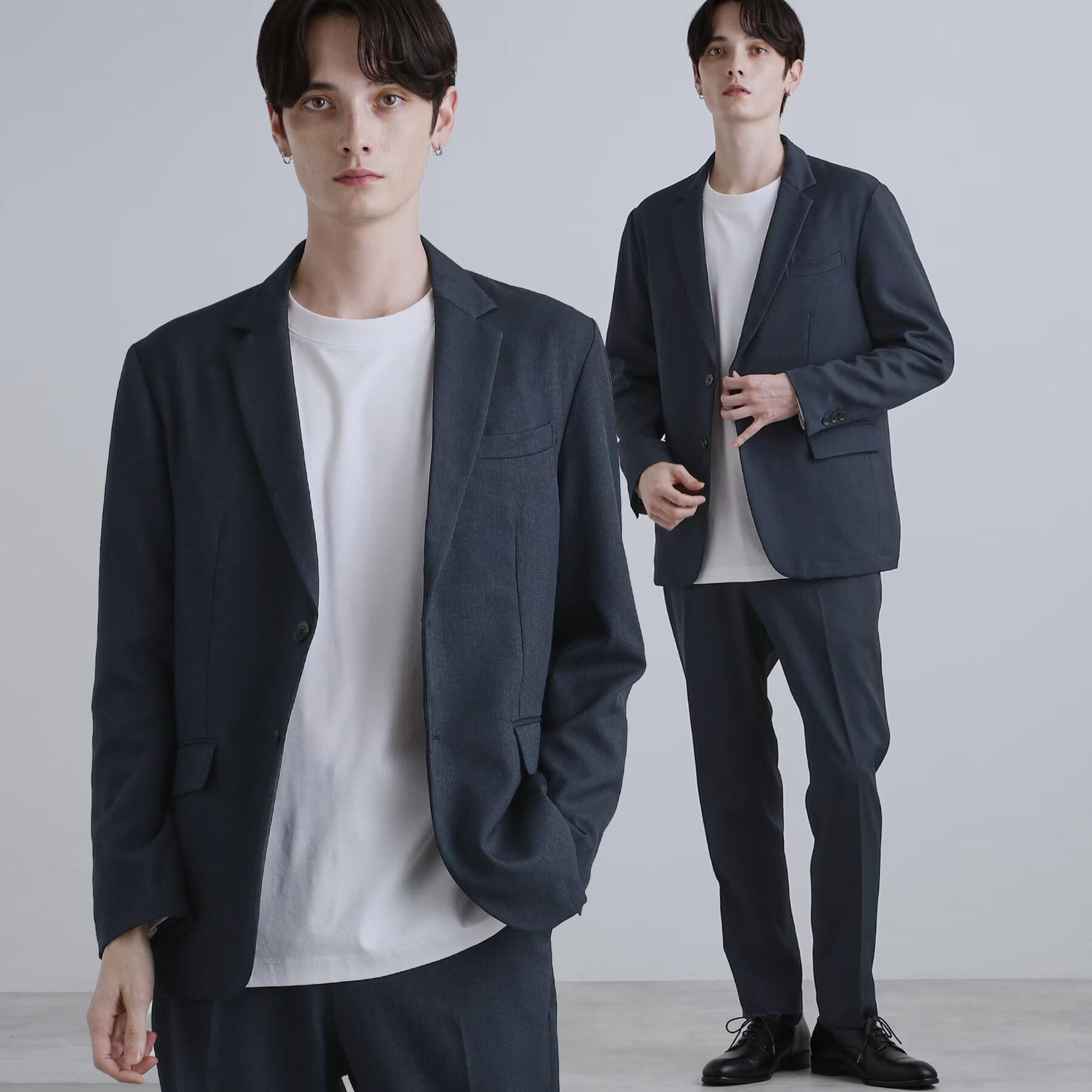 tk.TAKEO KIKUCHI「【洗える】ピンヘッドストレッチセットアップ」|スーツ|ネイビー(094)