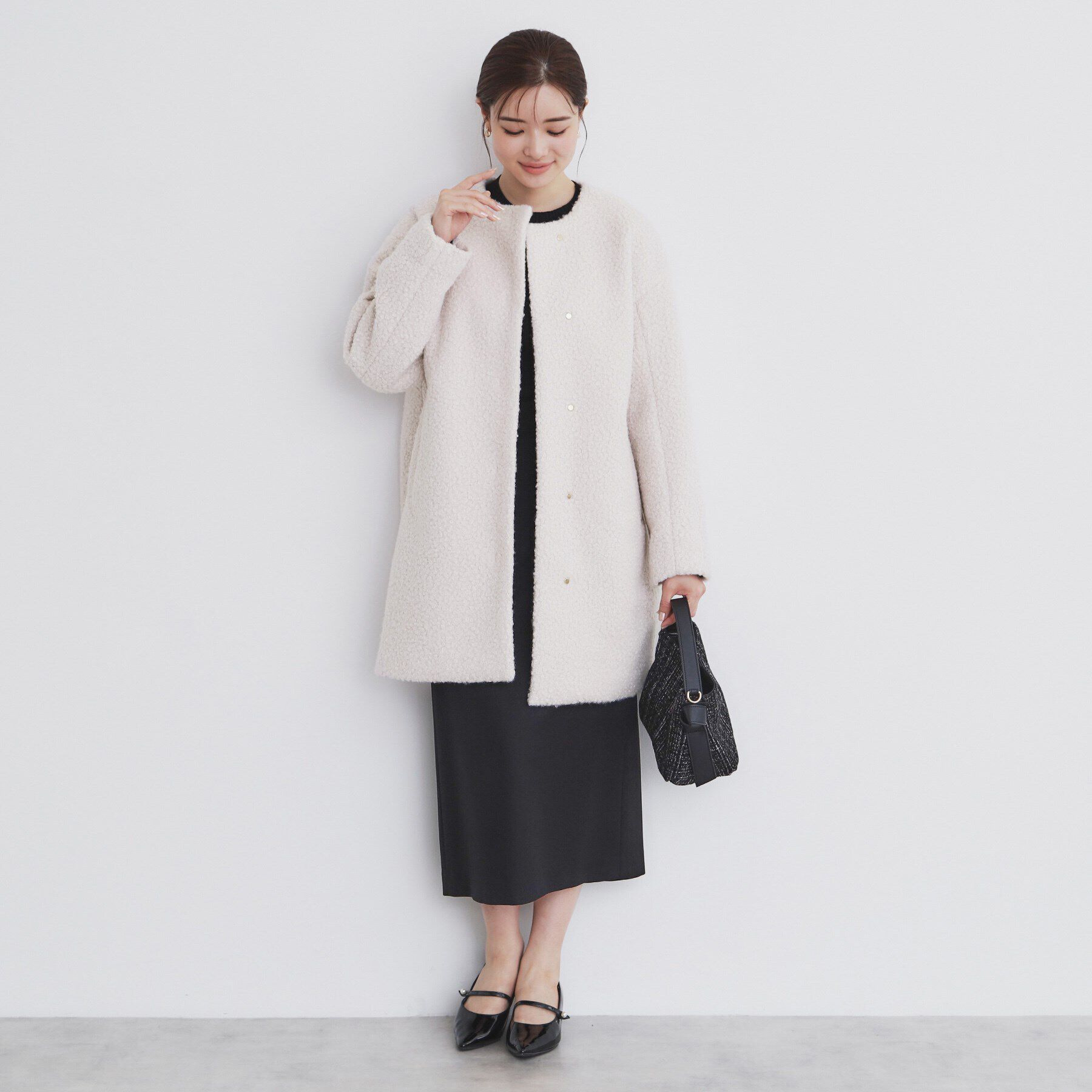 index「ブークレノーカラーミドルコート【洗える】」|ノーカラーコート|