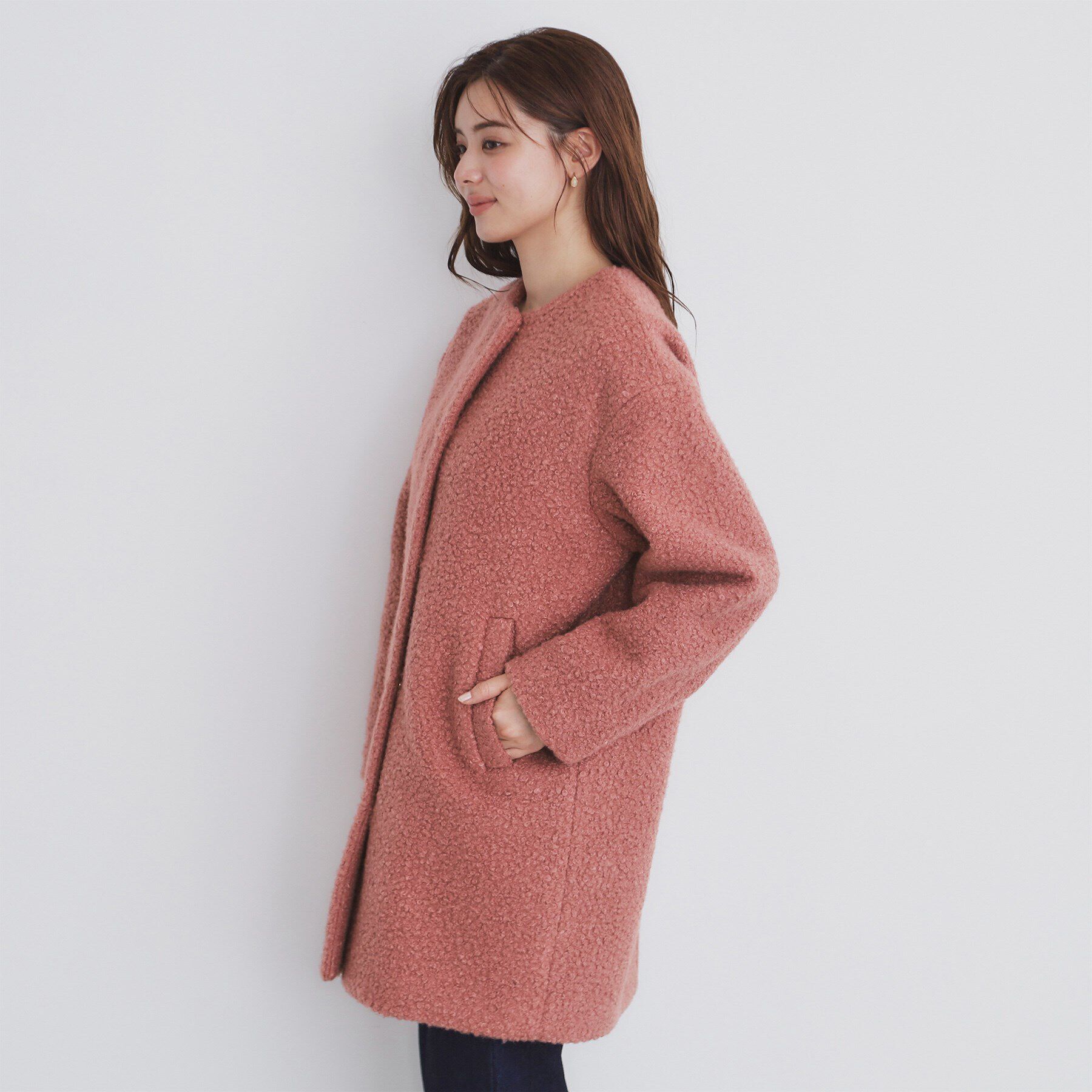 index「ブークレノーカラーミドルコート【洗える】」|ノーカラーコート|