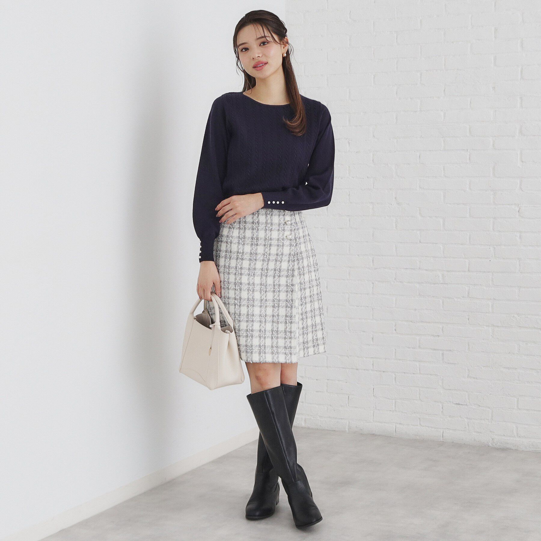 index「ミニケーブルクルーネックニット【洗濯機洗い可】」|ニット・セーター|