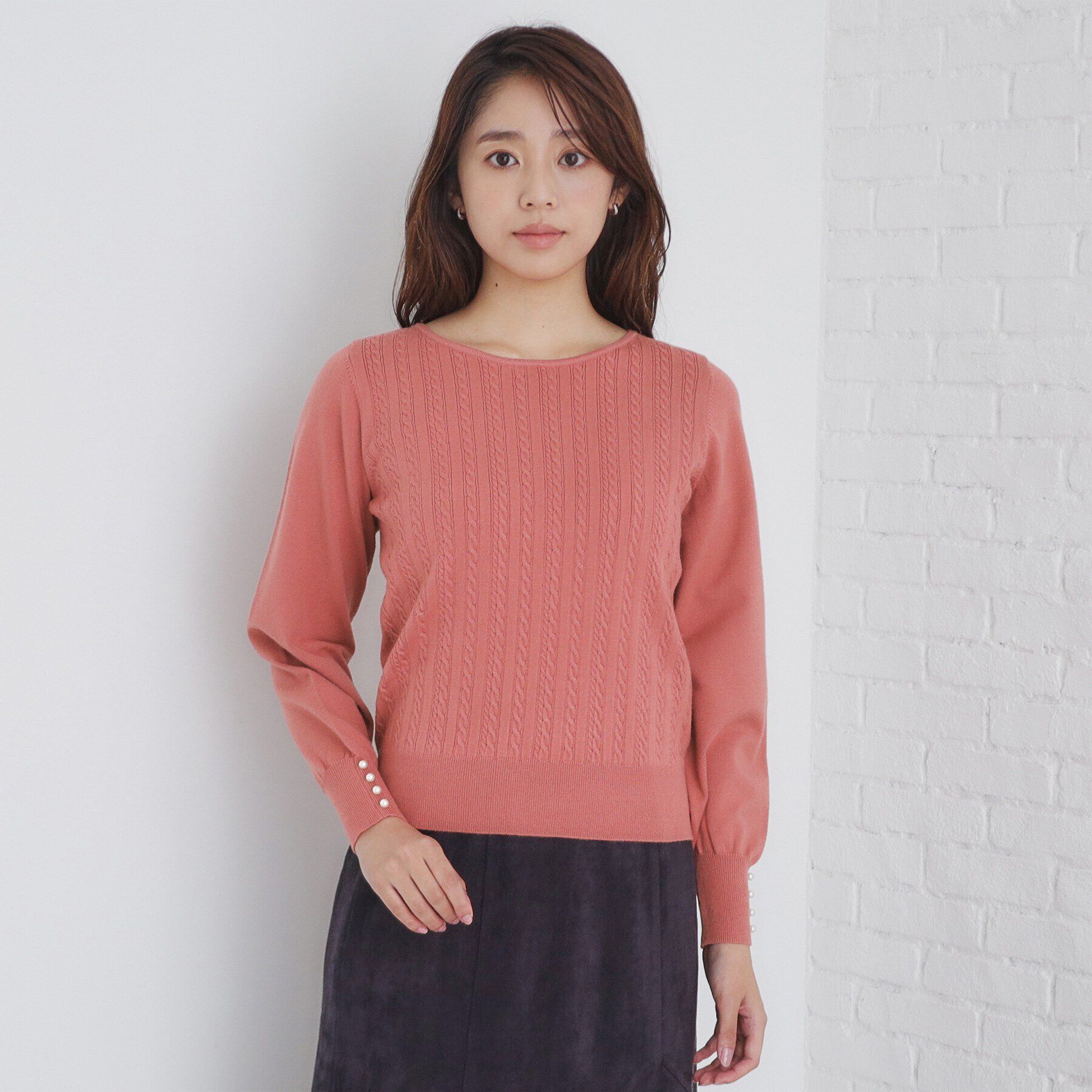 index「ミニケーブルクルーネックニット【洗濯機洗い可】」|ニット・セーター|