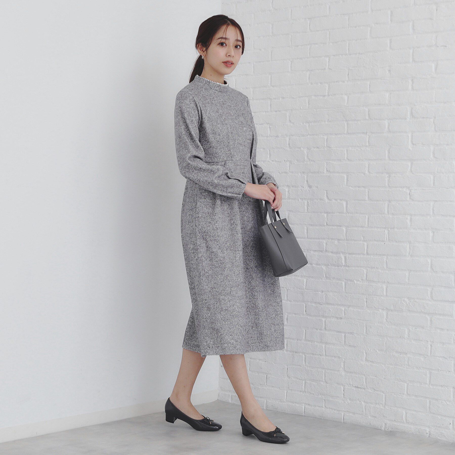 index「《S-LLsize》起毛ツイード調ジャージワンピース【洗濯機洗い可】」|ワンピース|