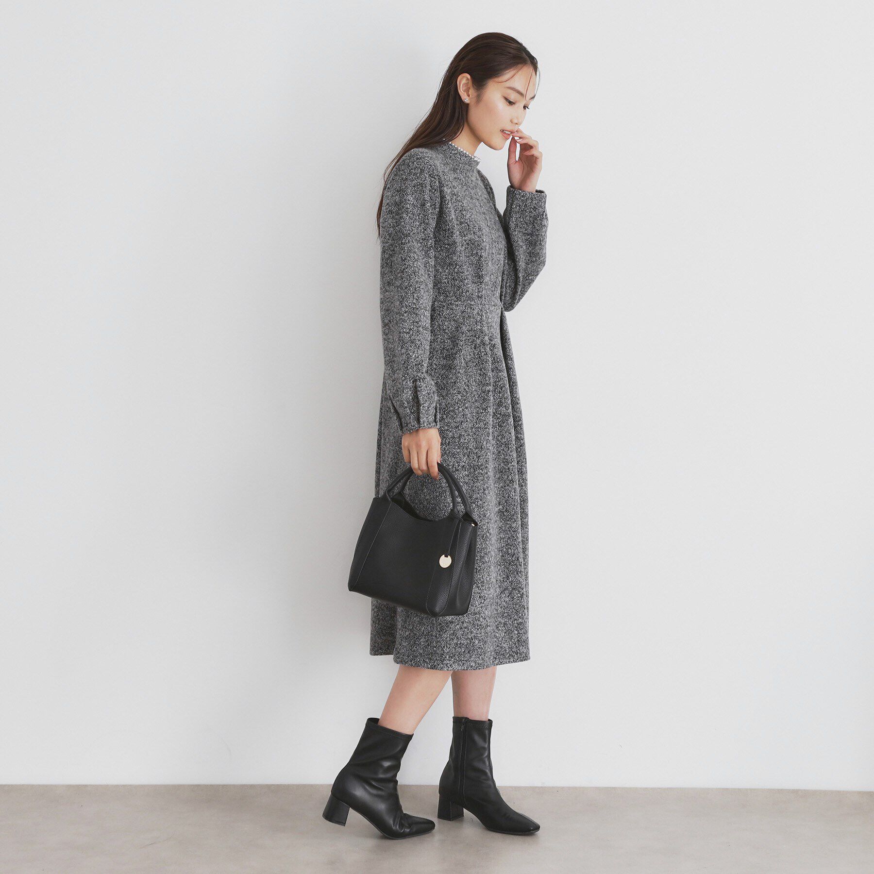 index「《S-LLsize》起毛ツイード調ジャージワンピース【洗濯機洗い可】」|ワンピース|