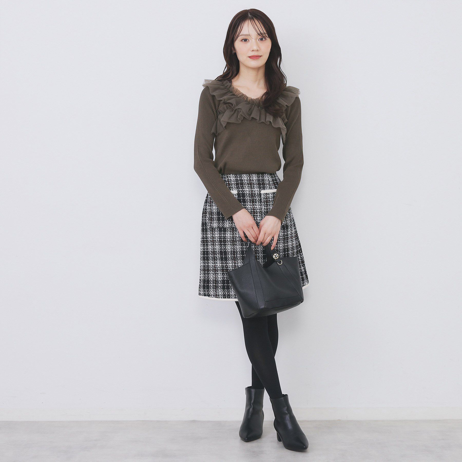 index「クロスチュールフリルリブニット【洗濯機OK/抗ピル】」|ニット・セーター|