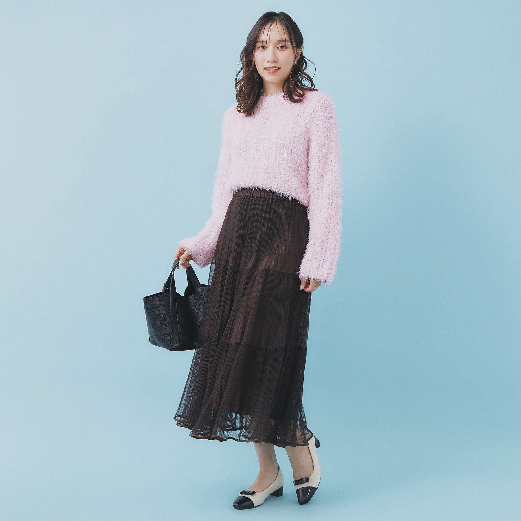 index「透かし編みショートフェザーニット【洗濯機OK】」|ニット・セーター|