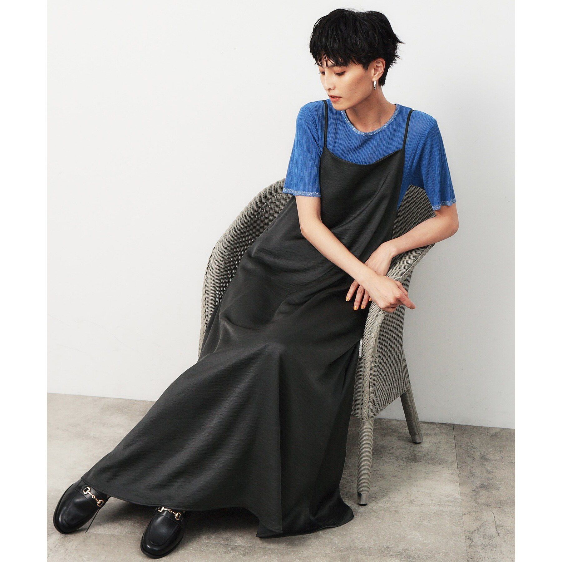 OPAQUE.CLIP「2WAY ヴィンテージサテンキャミワンピース【洗濯機洗い可】」|ワンピース|