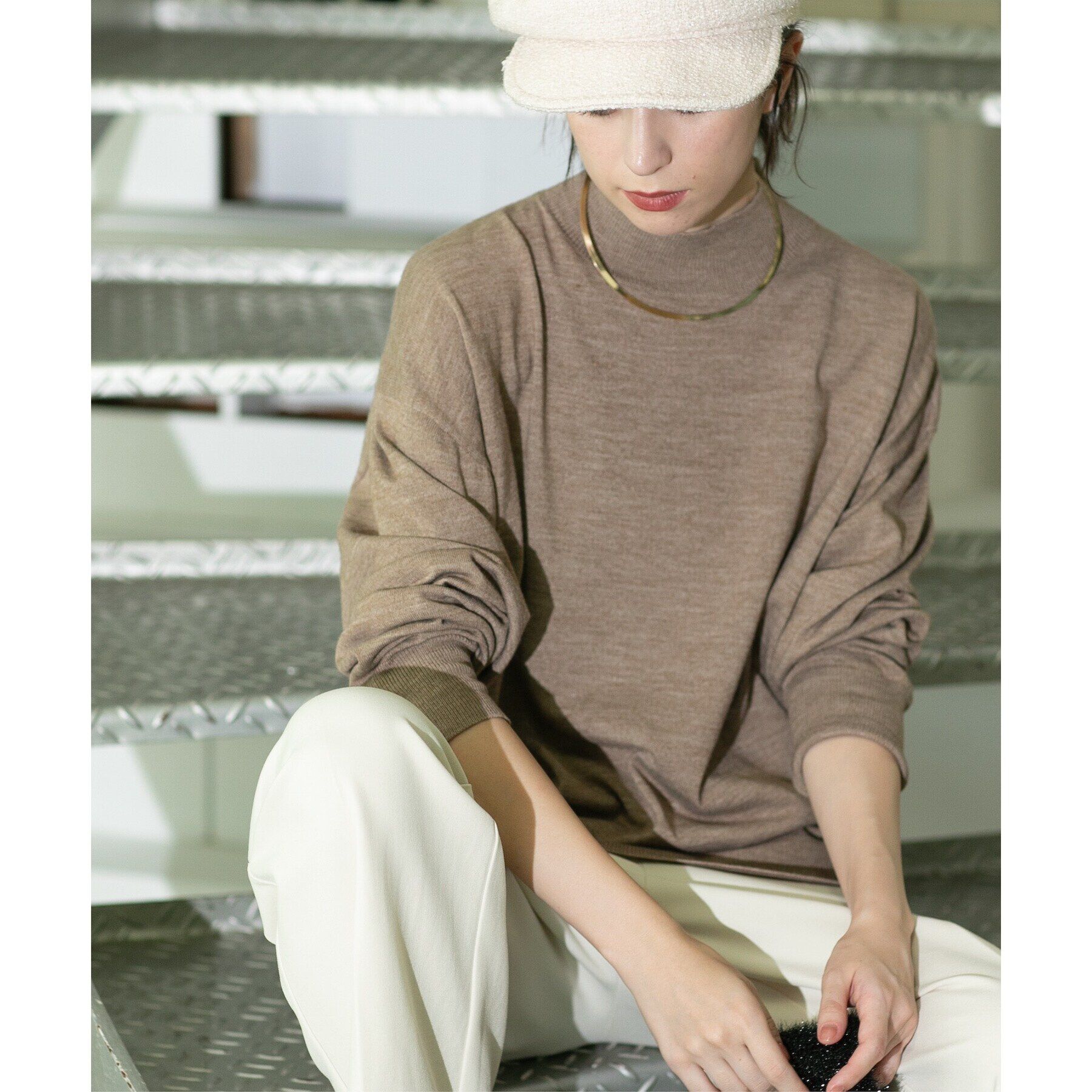 OPAQUE.CLIP「ハイネックリラクシーニット/FILIVIVI・フィルビビ【洗濯機洗い可】」|ニット・セーター|