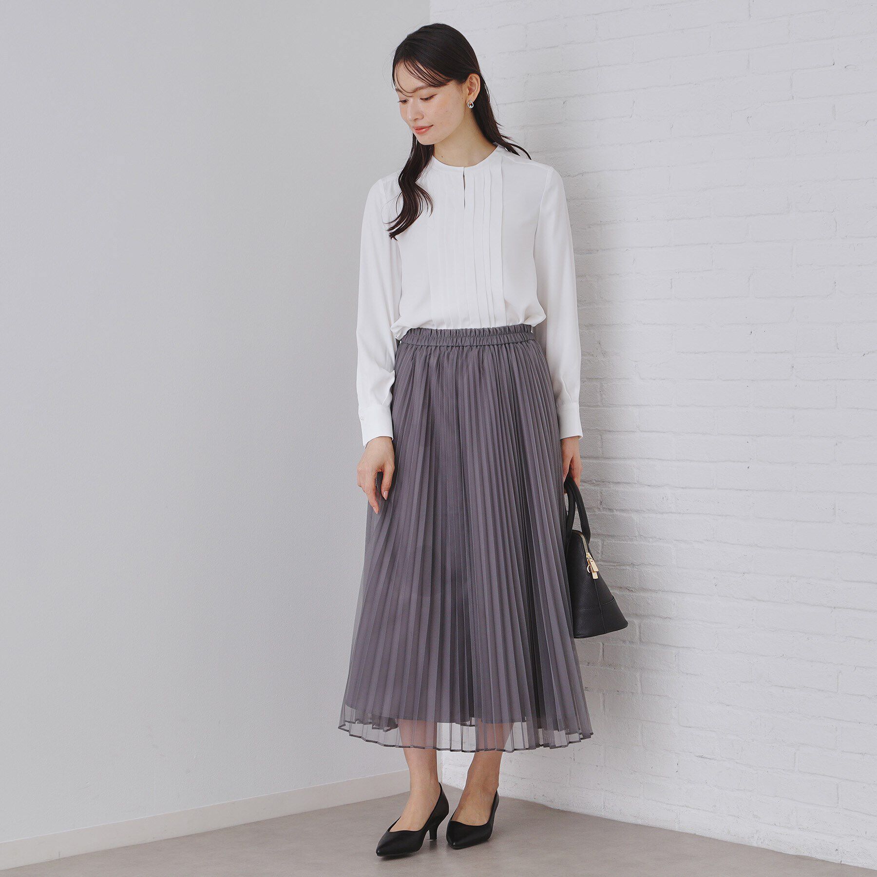 OPAQUE.CLIP「《通勤・セレモニー対応》フロントタックブラウス【洗濯機洗い可】」|シャツ・ブラウス|