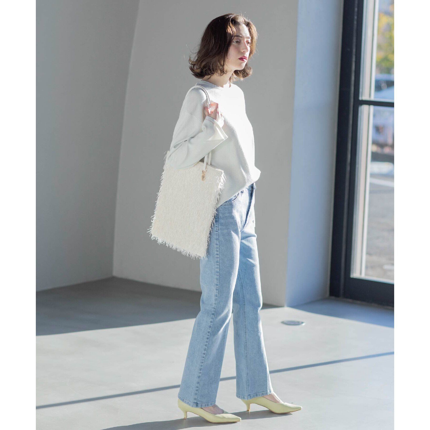 OPAQUE.CLIP「《SS-LLサイズ》ストレッチセミフレアデニム【洗濯機洗い可】」|デニム|