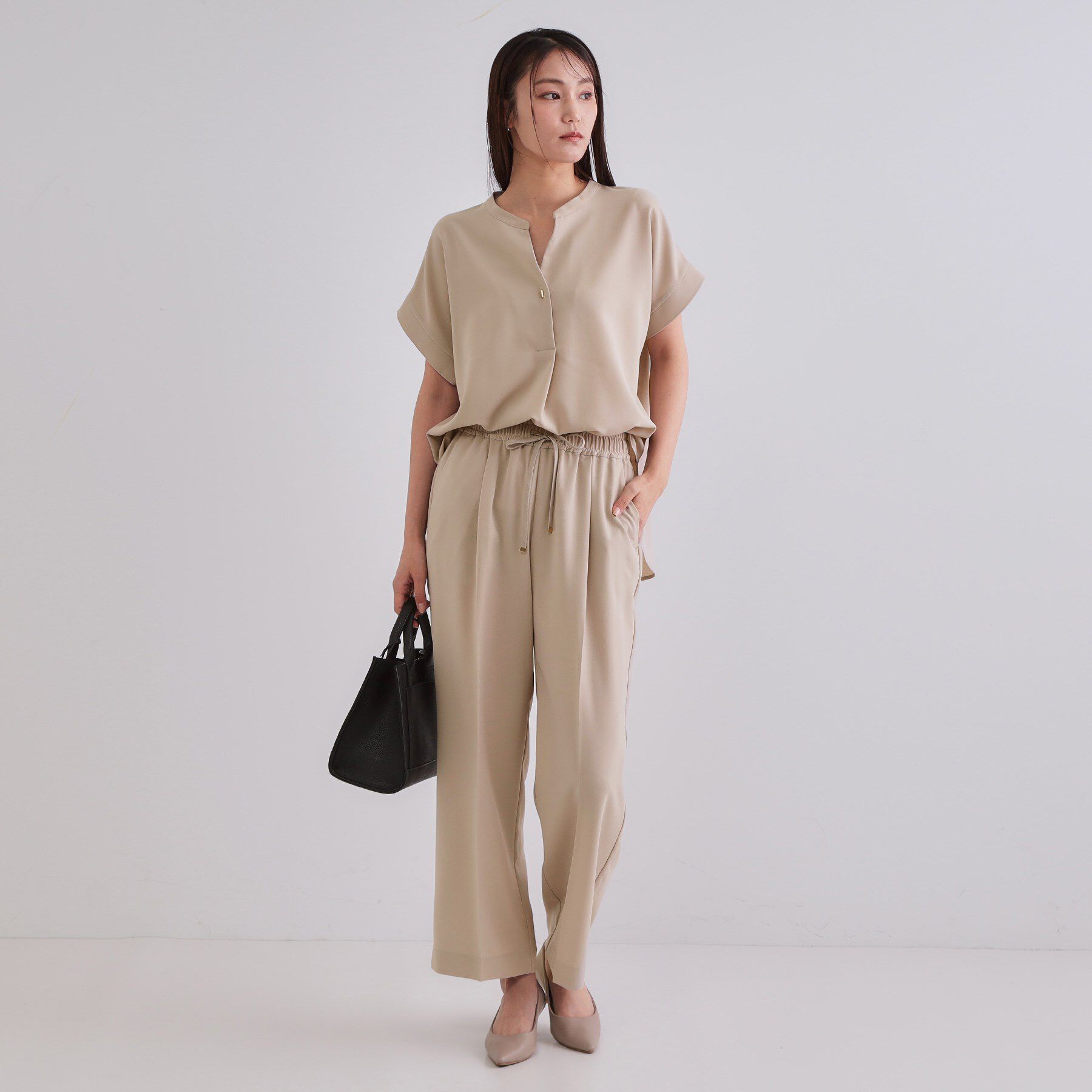 OPAQUE.CLIP「《6色展開/丈が選べる》美脚イージーワイドパンツ/セットアップ対応【ストレッチ/洗濯機洗い可/防シワ」|その他|