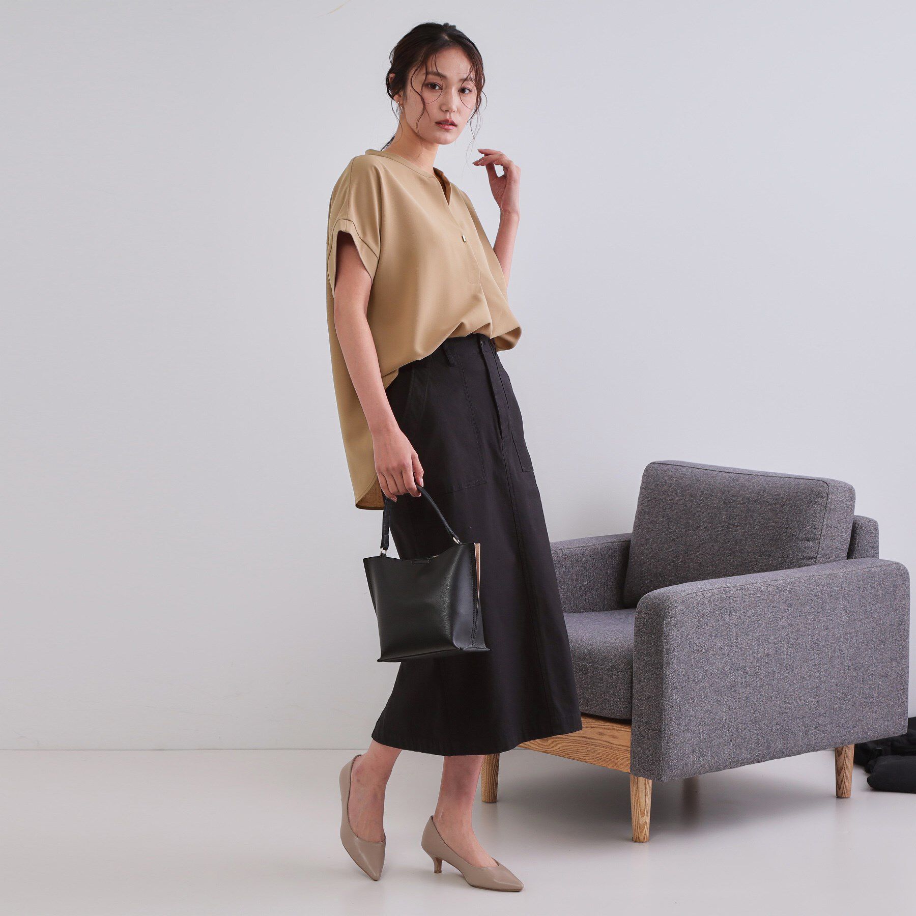 OPAQUE.CLIP「《7色展開/SS-LLサイズ》ストレッチスキッパーブラウス/セットアップ対応【洗濯機洗い可/防シワ】」|シャツ・ブラウス|