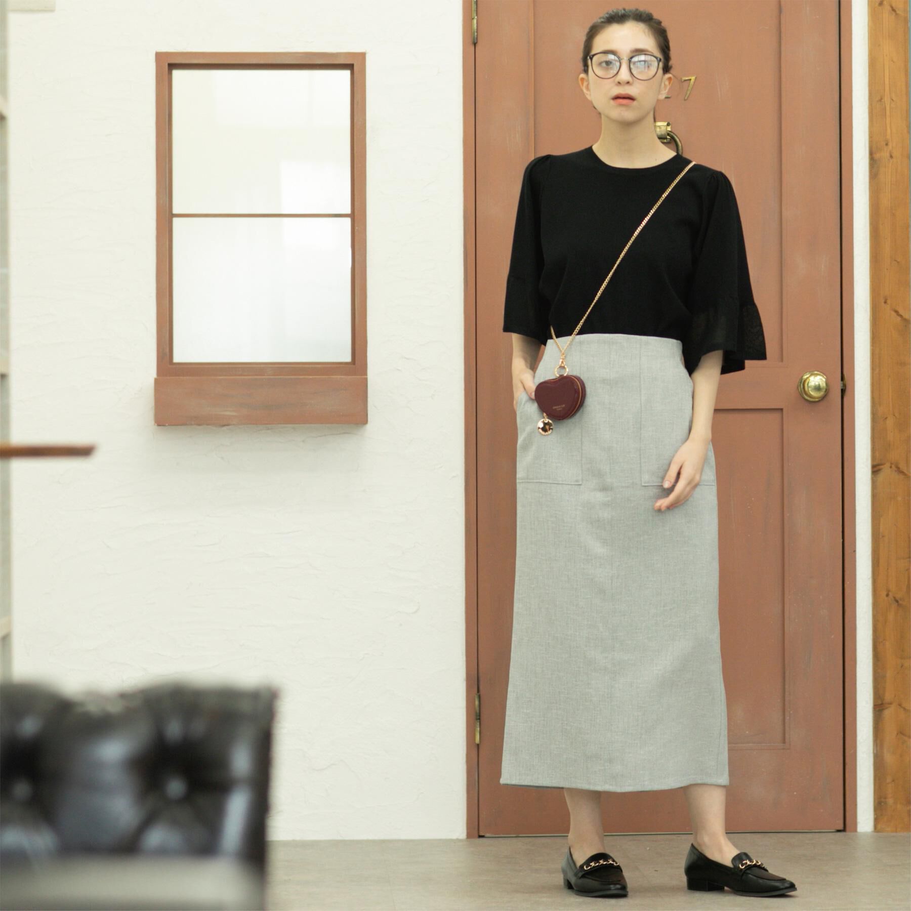 OPAQUE.CLIP「《美人百花掲載》ストレッチリネンライクタイトスカート【洗濯機洗い可】」|スカート|