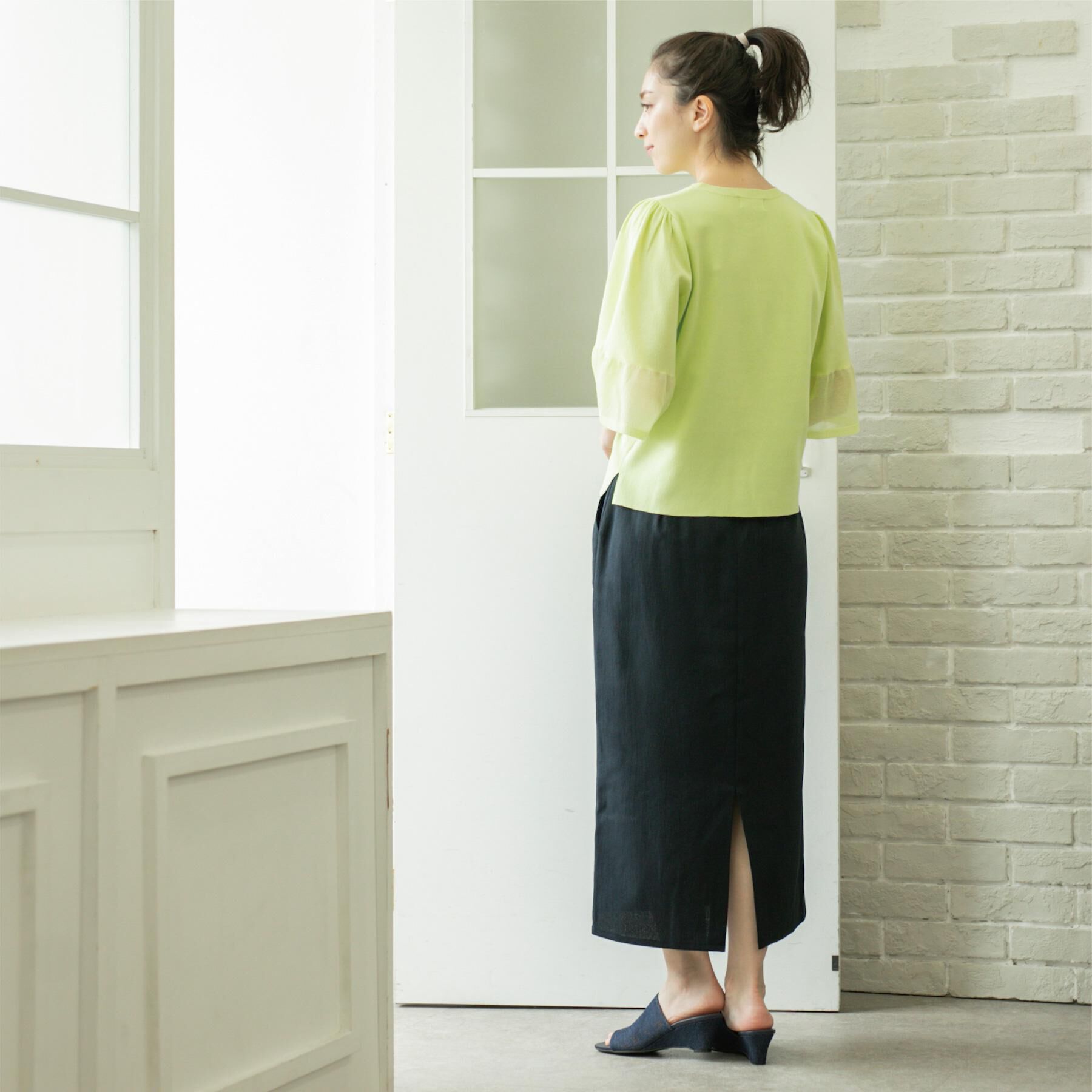 OPAQUE.CLIP「《美人百花掲載》ストレッチリネンライクタイトスカート【洗濯機洗い可】」|スカート|