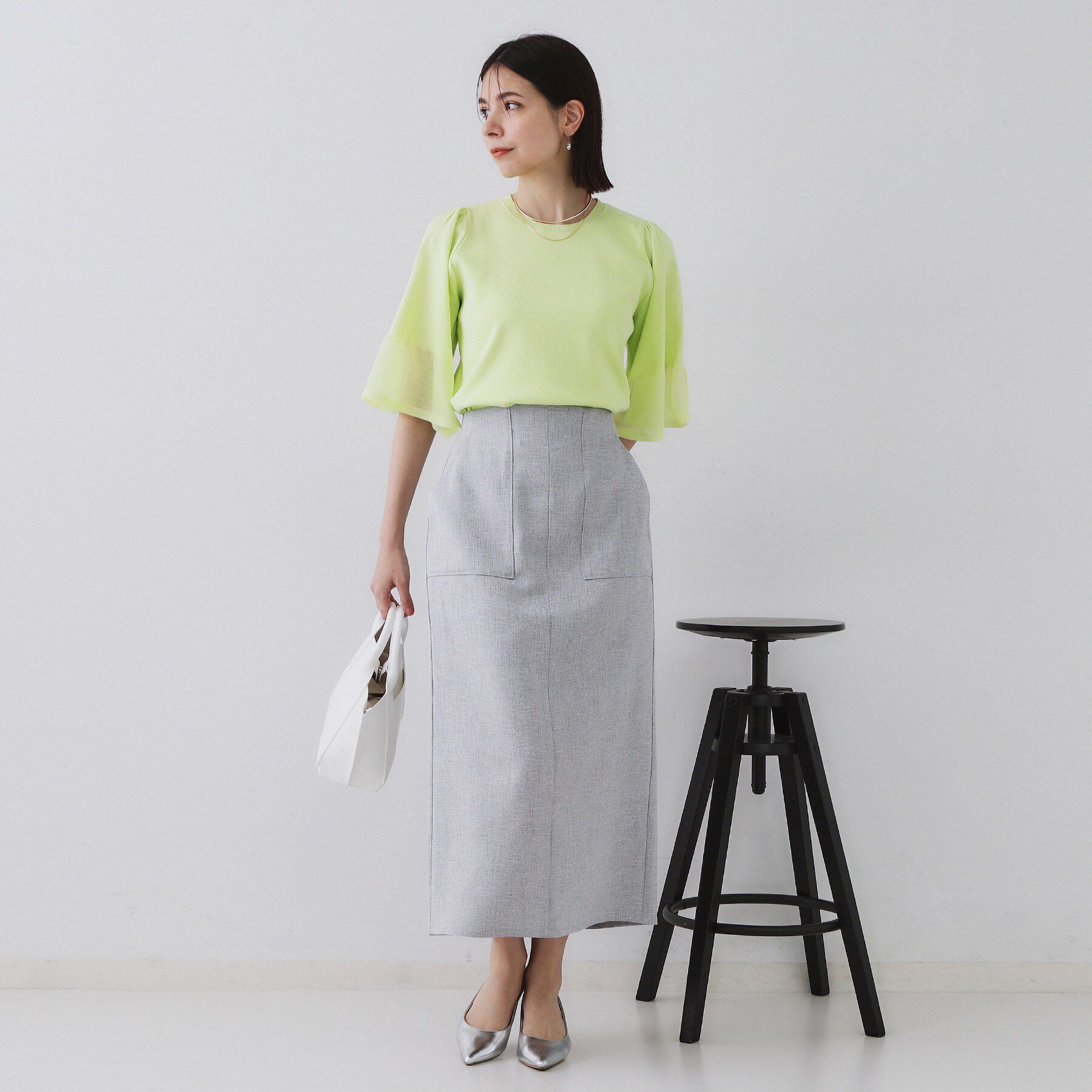 OPAQUE.CLIP「《美人百花掲載》ストレッチリネンライクタイトスカート【洗濯機洗い可】」|スカート|