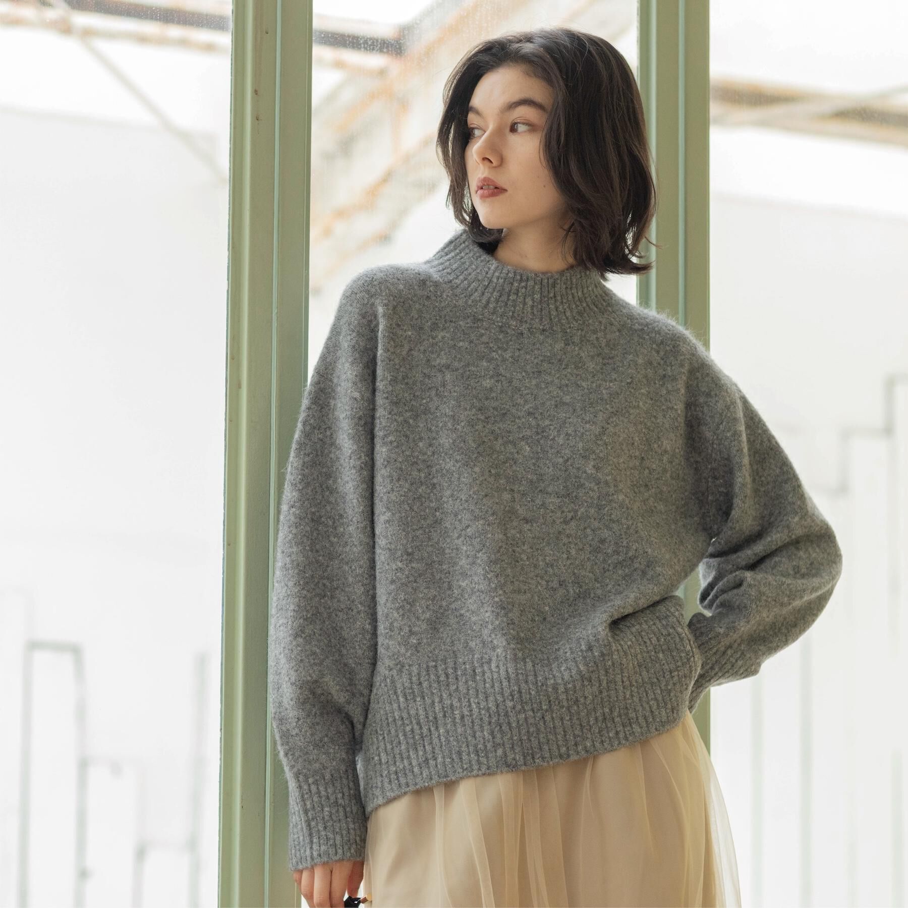 OPAQUE.CLIP「ふわふわハイネックニット【洗濯機OK】《12col》」|ニット・セーター|グレー(012)