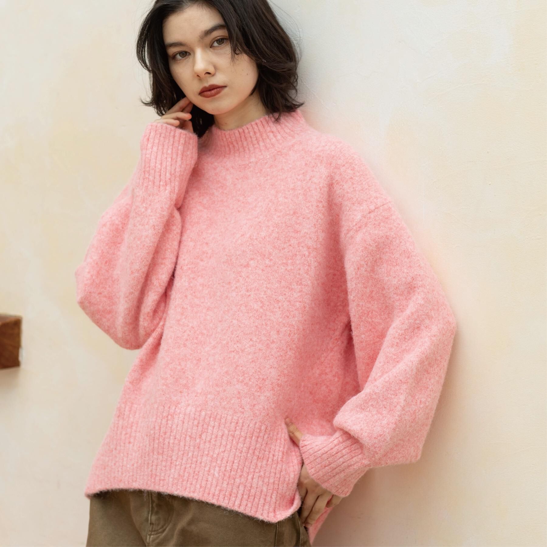 OPAQUE.CLIP「ふわふわハイネックニット【洗濯機OK】《12col》」|ニット・セーター|ピンク(072)