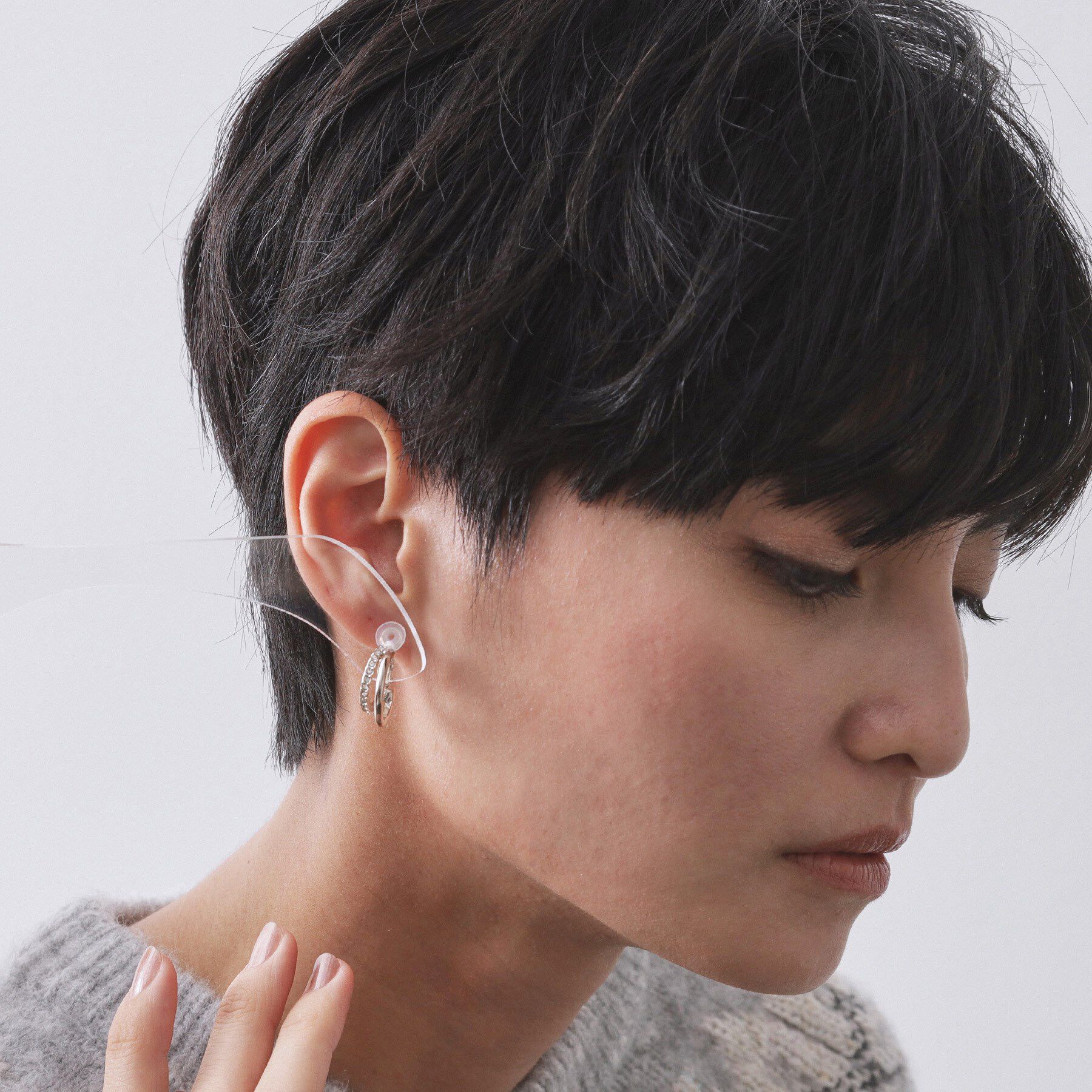 OPAQUE.CLIP「ダブルビジューイヤリング」|イヤリング|