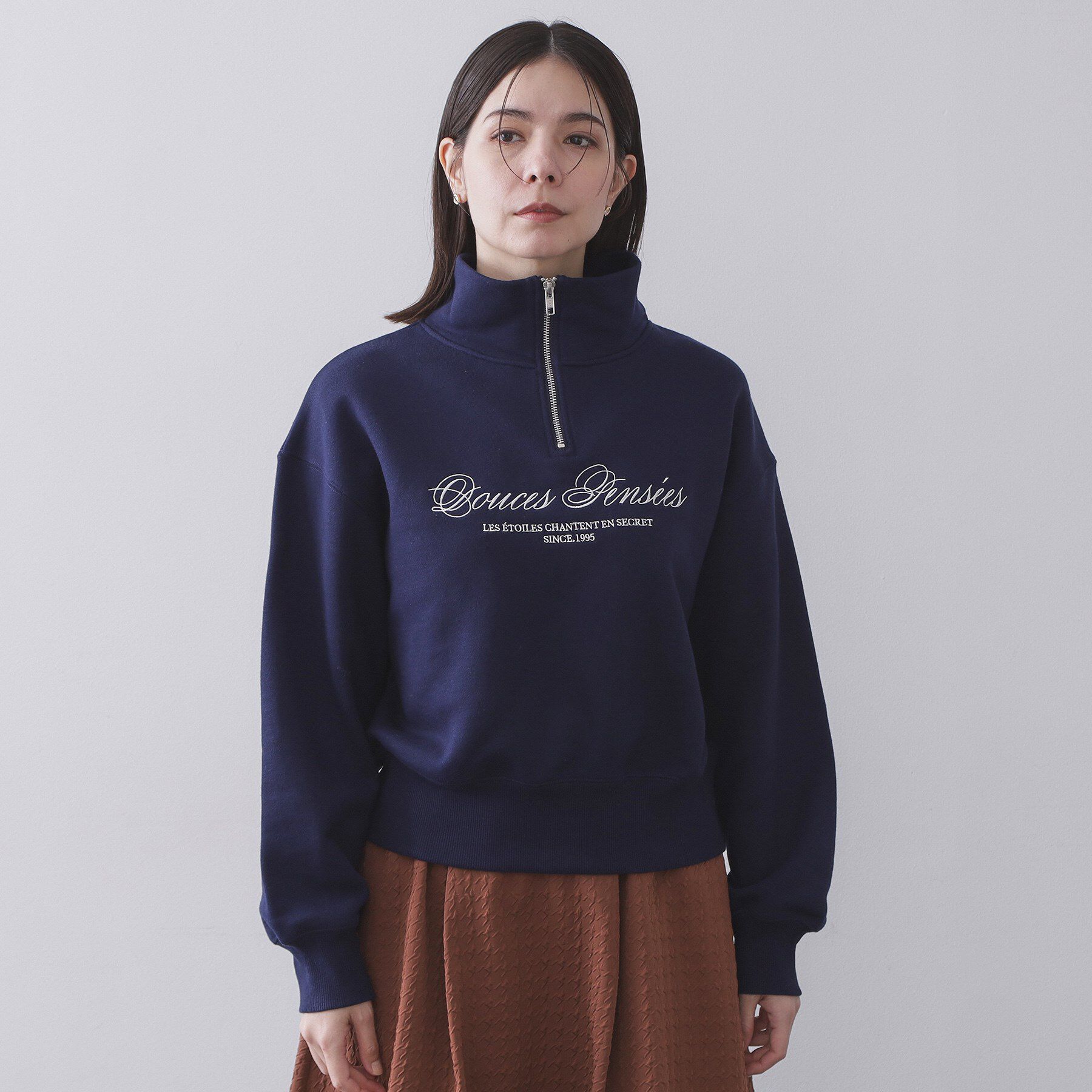 OPAQUE.CLIP「ハーフZIPロゴ刺繍裏毛【洗濯機OK】」|パーカー|