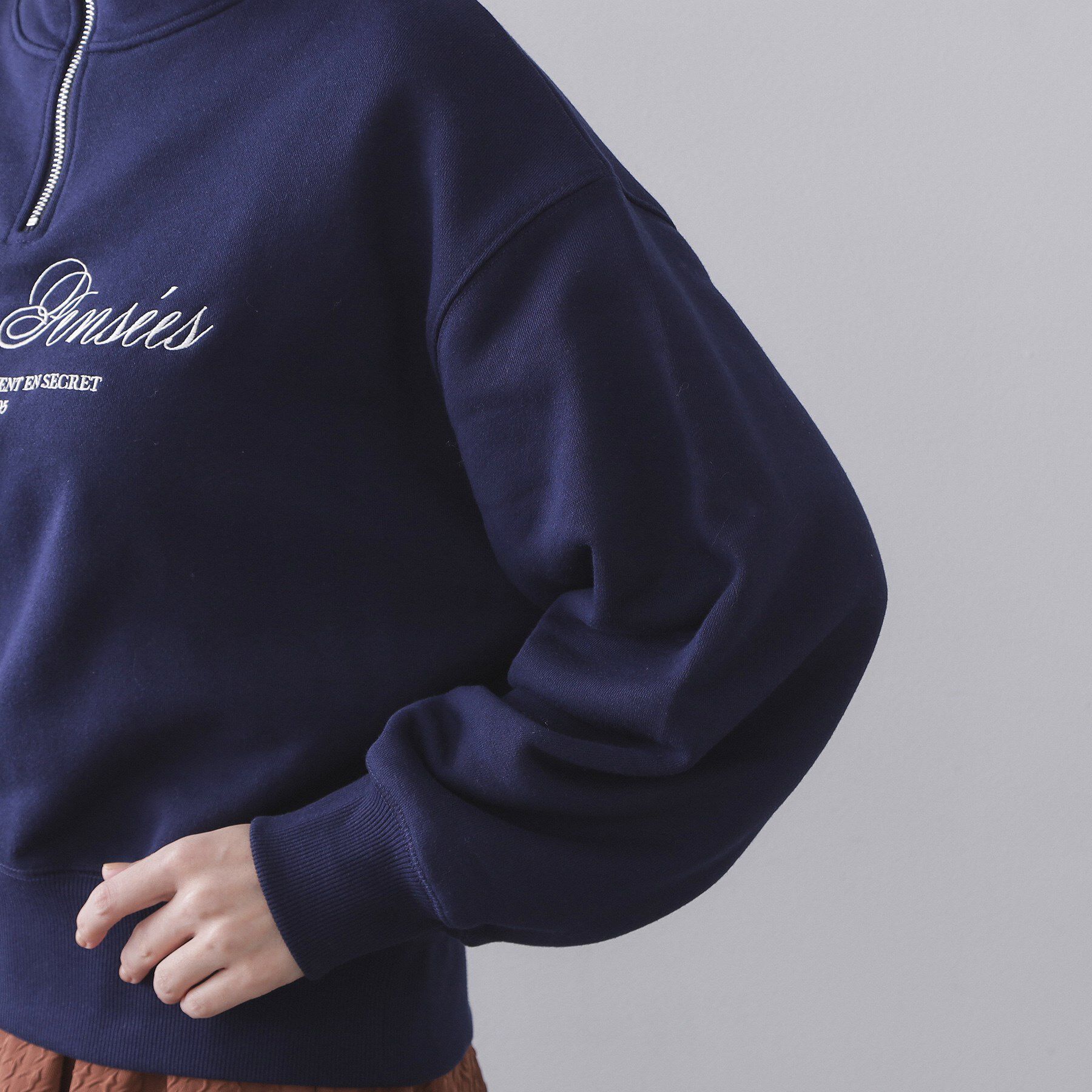 OPAQUE.CLIP「ハーフZIPロゴ刺繍裏毛【洗濯機OK】」|パーカー|