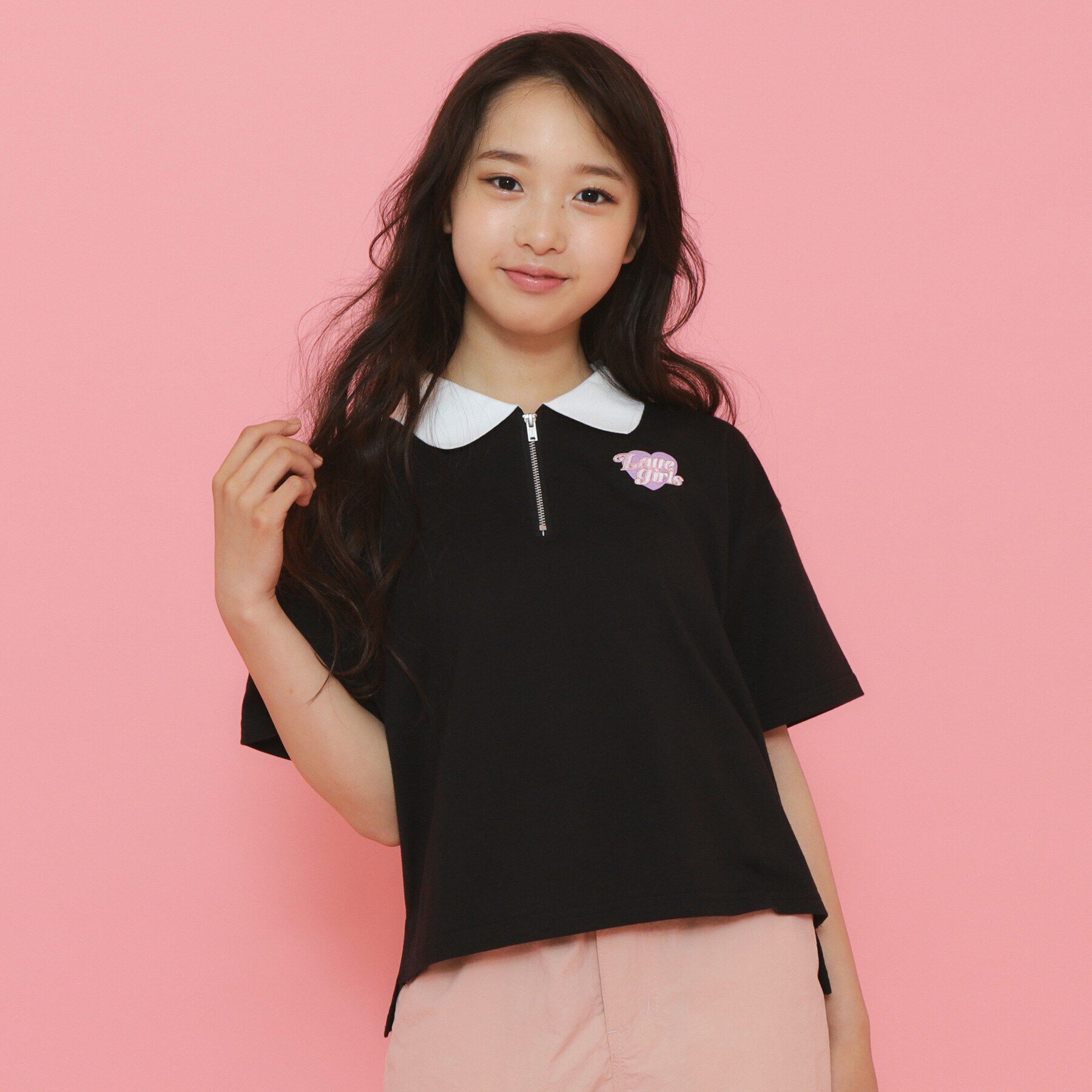 PINK-latte「ポロ衿ハーフジップTシャツ」|Tシャツ・カットソー|