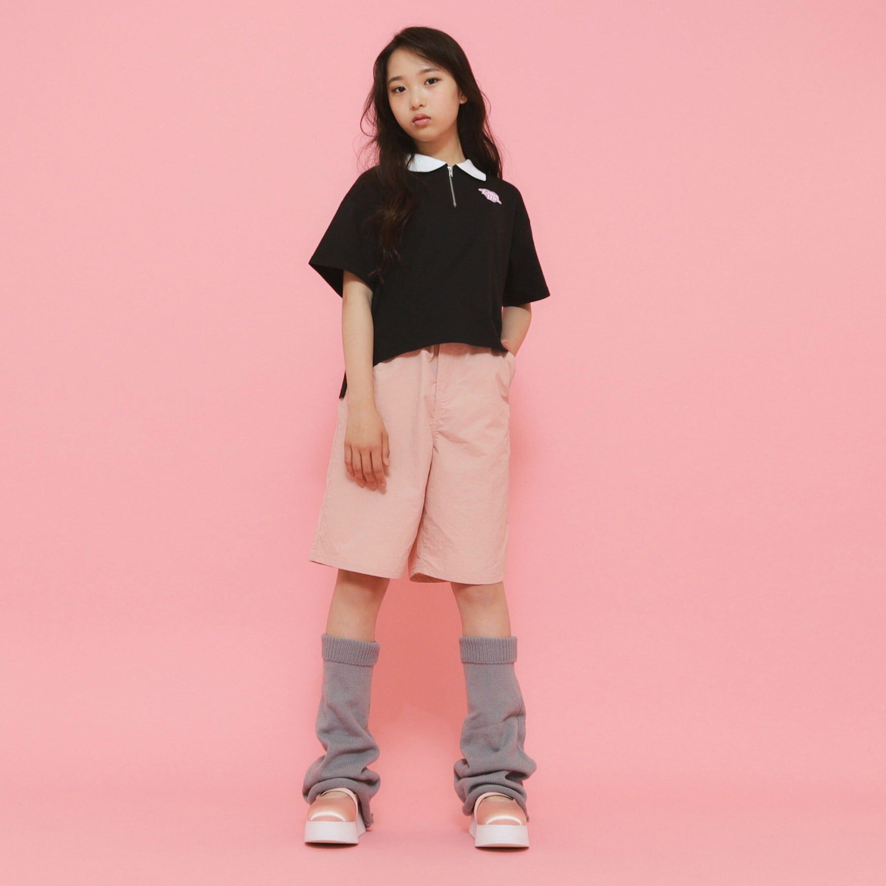 PINK-latte「ポロ衿ハーフジップTシャツ」|Tシャツ・カットソー|