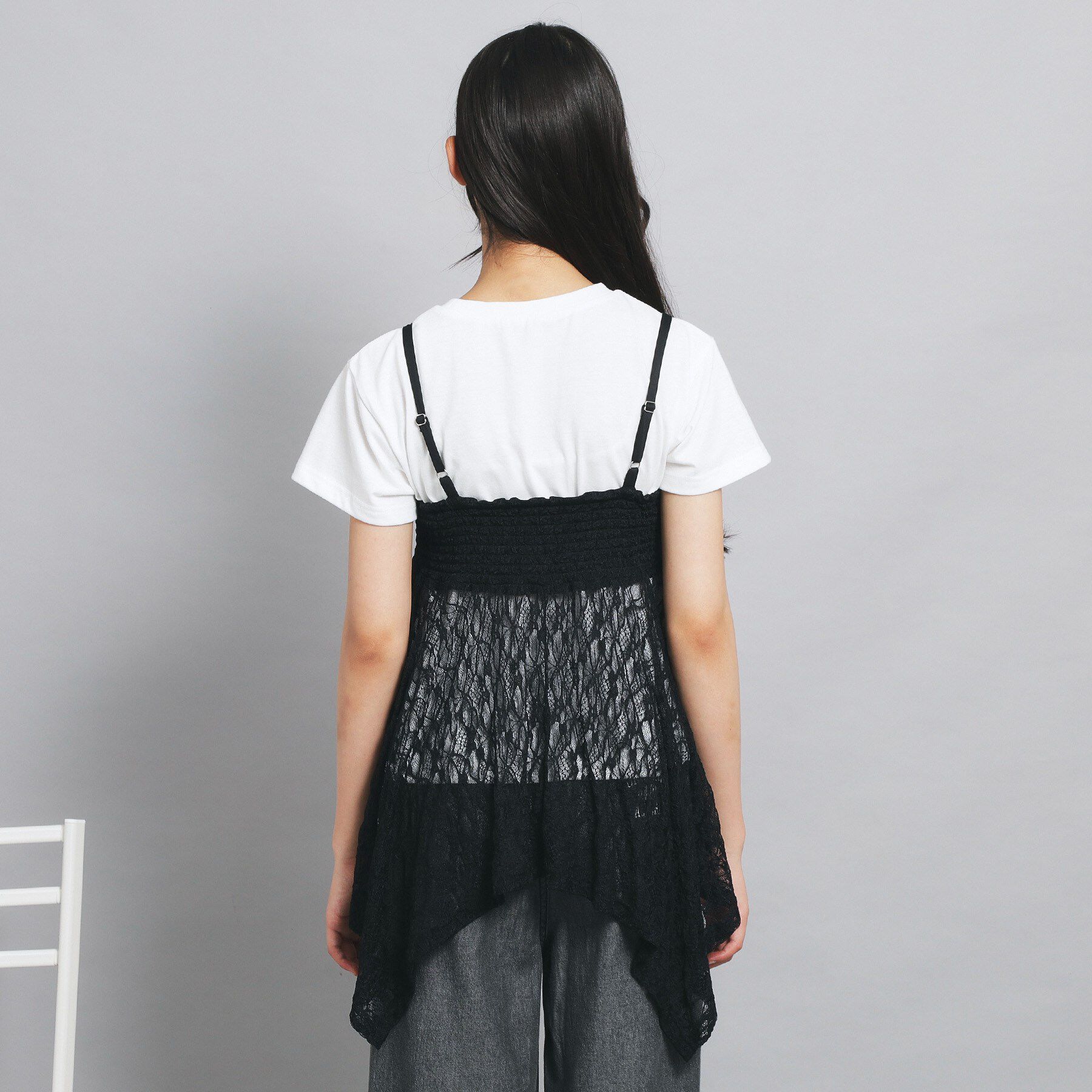 PINK-latte「【セットアイテム】2WAYレースビスチェ＋トップス」|Tシャツ・カットソー|