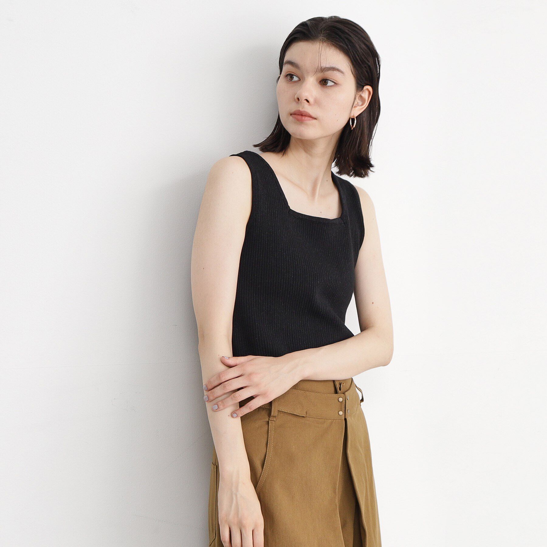 THE SHOP TK「【前後2WAY】ラメ＆ストライプリブタンク/洗える」|キャミソール|