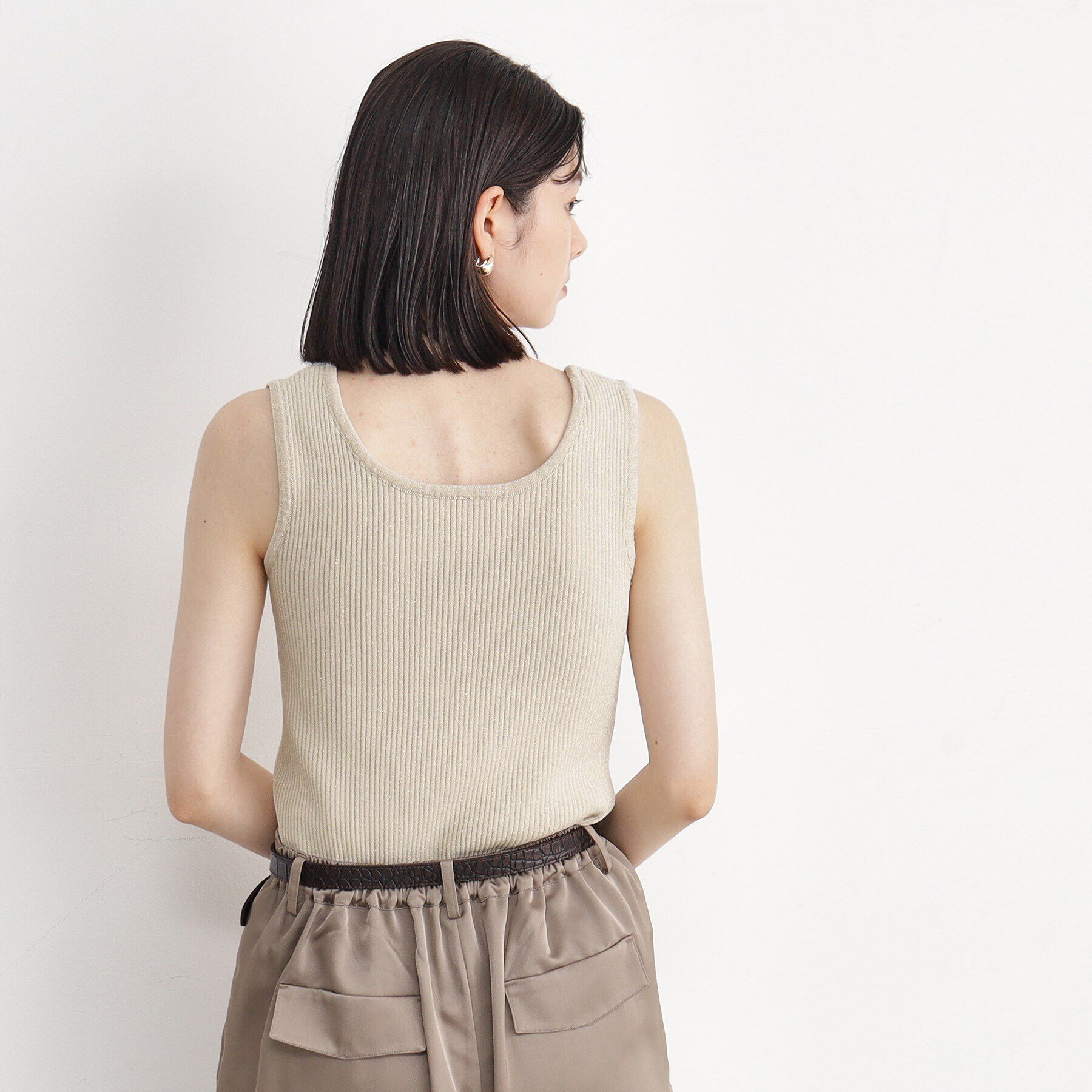 THE SHOP TK「【前後2WAY】ラメ＆ストライプリブタンク/洗える」|キャミソール|