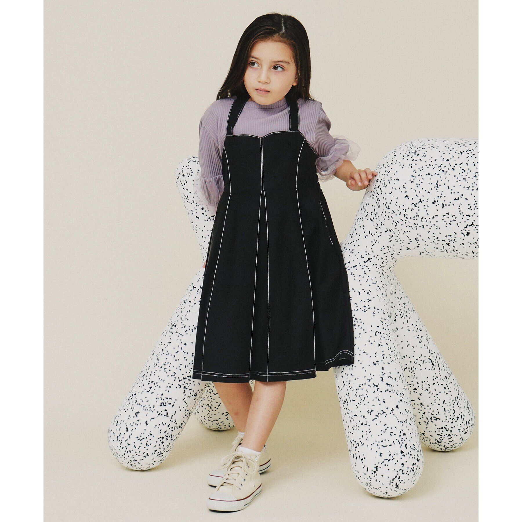 THE SHOP TK「【110－160/親子リンク】デニムジャンスカ/洗濯機OK」|ジャンパースカート|