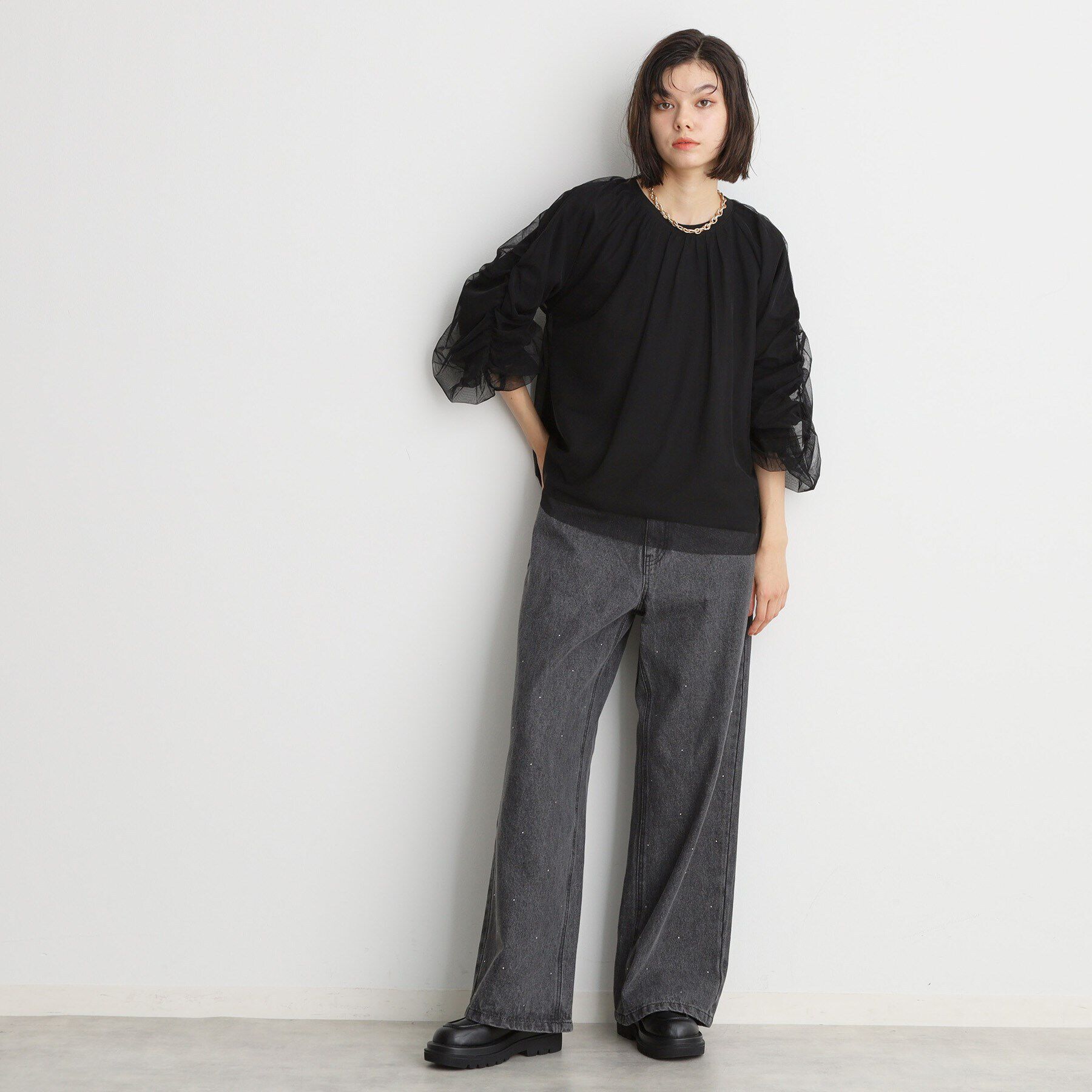 THE SHOP TK「チュールレイヤードプルオーバー【洗える】」|Tシャツ・カットソー|