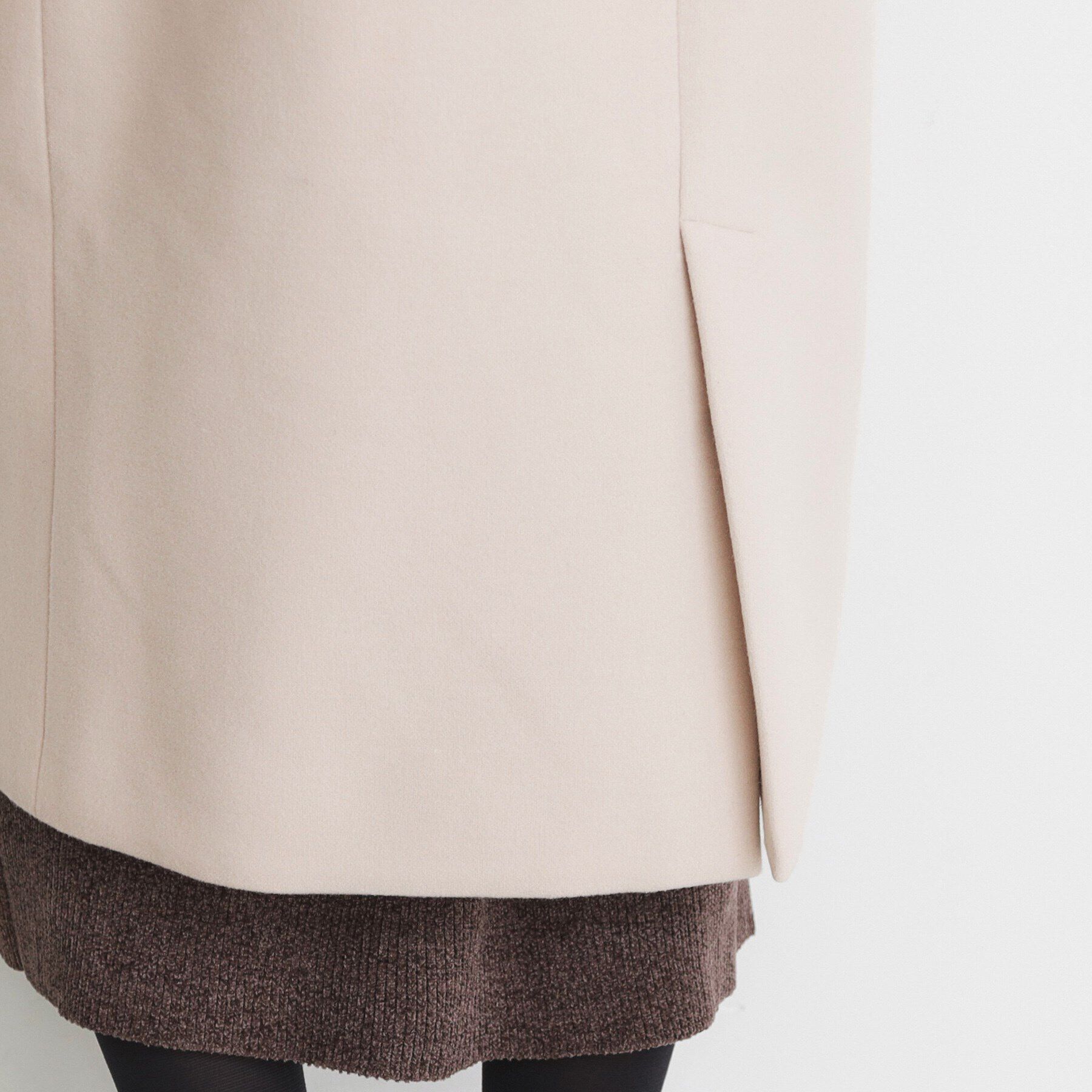 THE SHOP TK「ダブルクロスノーカラーロングコート」|ノーカラーコート|