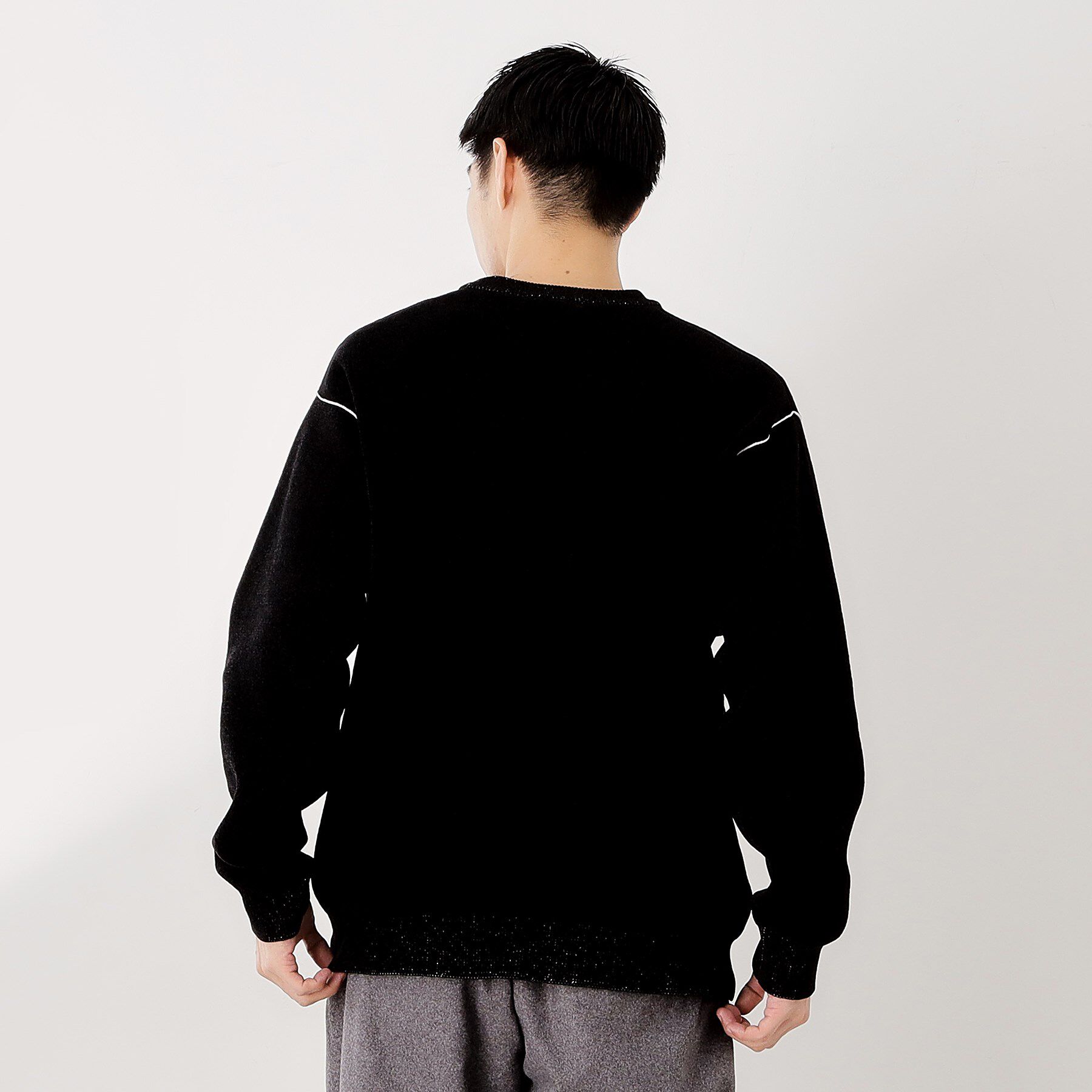 THE SHOP TK「【包み込まれるような柔らかさ】配色モールニット 洗濯機OK」|ニット・セーター|