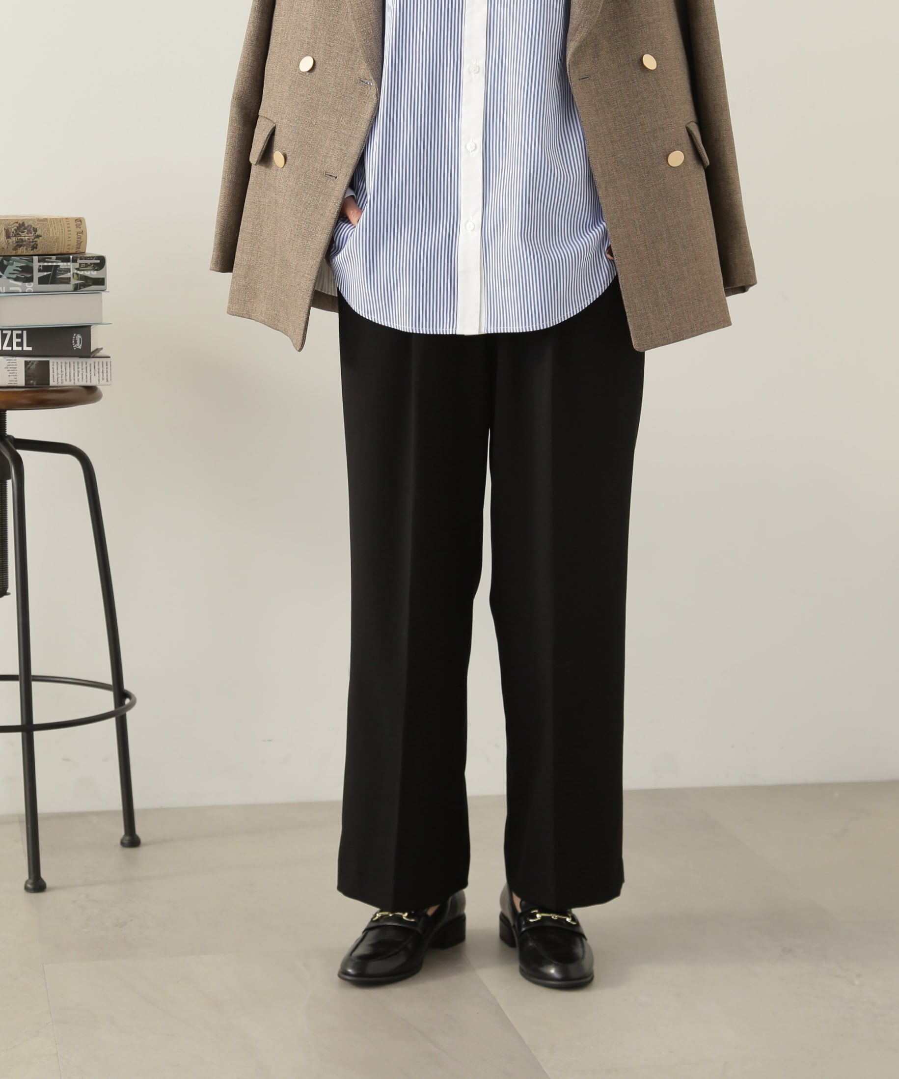  「ムジハイウエストスラックスワイドパンツ」|その他|