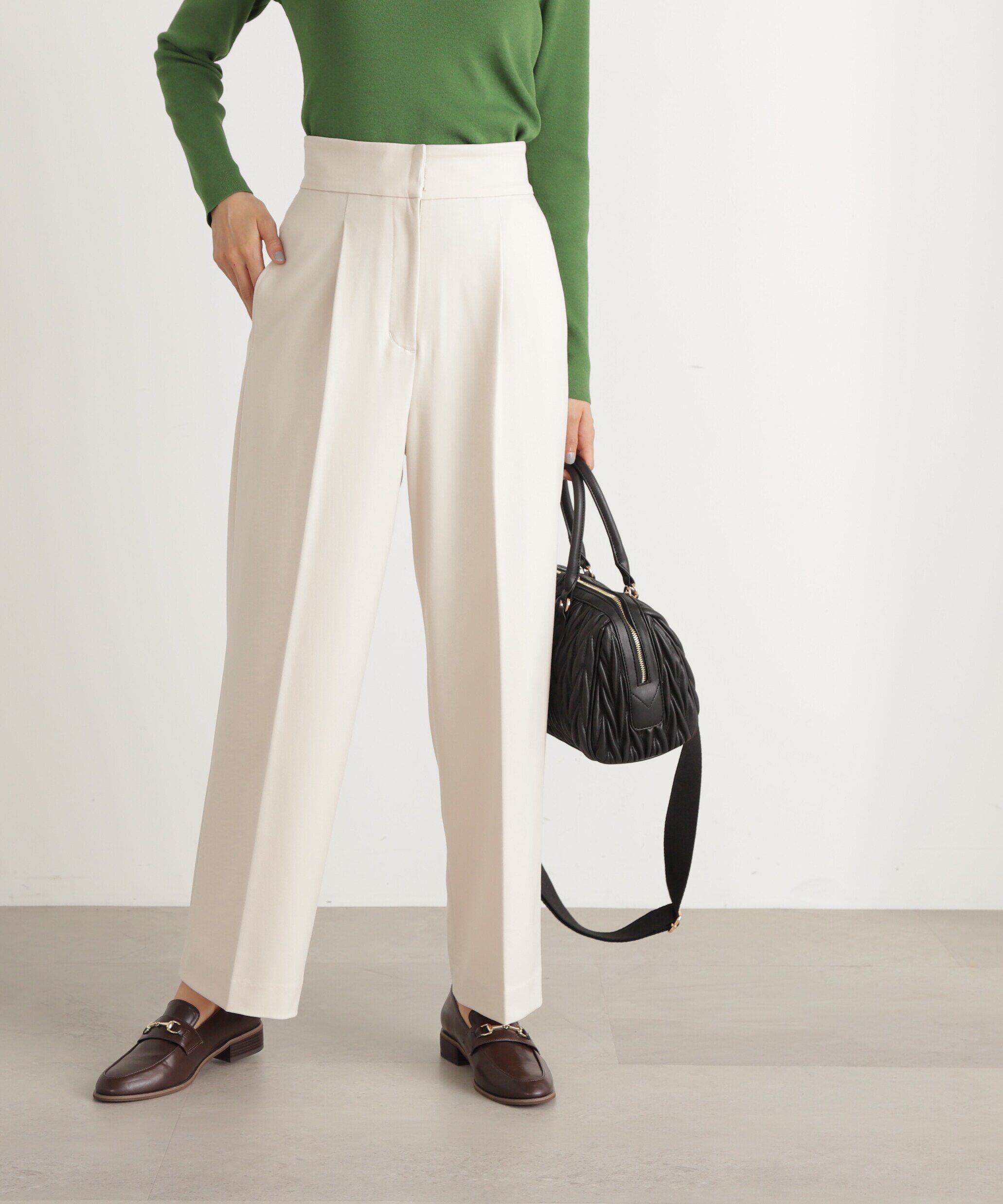  「ムジハイウエストスラックスワイドパンツ」|その他|