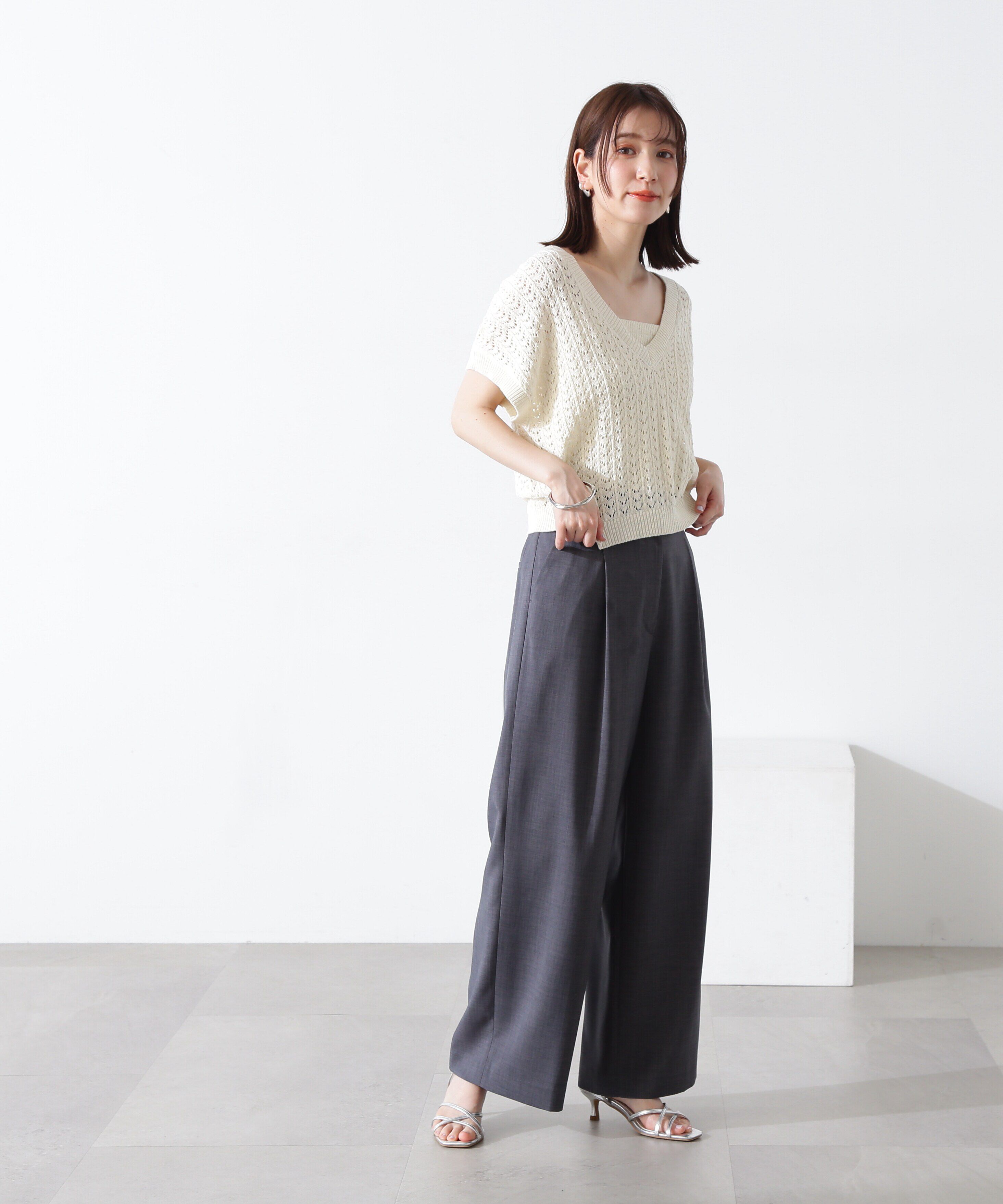  「クロシェ編みニット&times;ビスチェセット」|ニット・セーター|