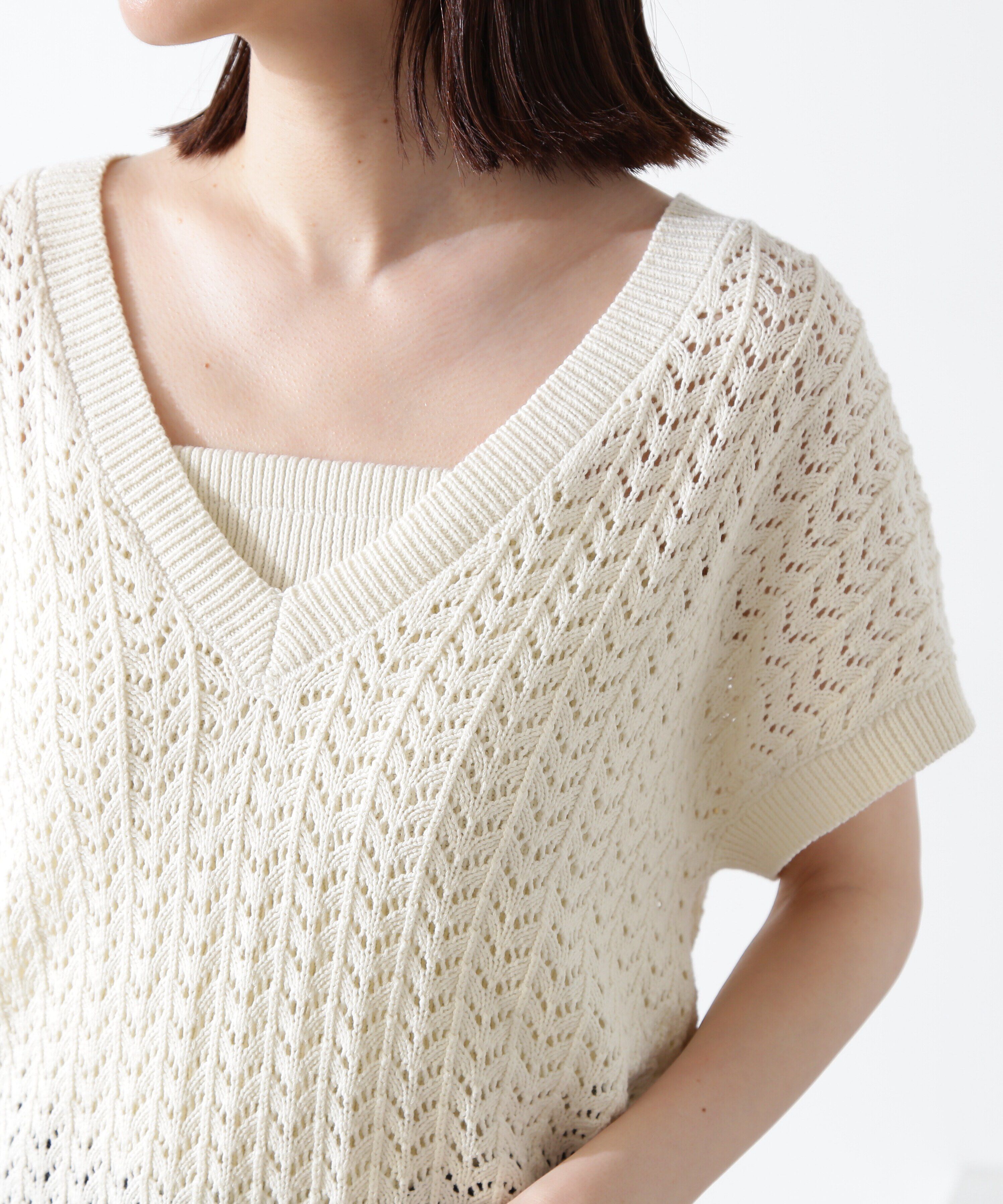  「クロシェ編みニット&times;ビスチェセット」|ニット・セーター|