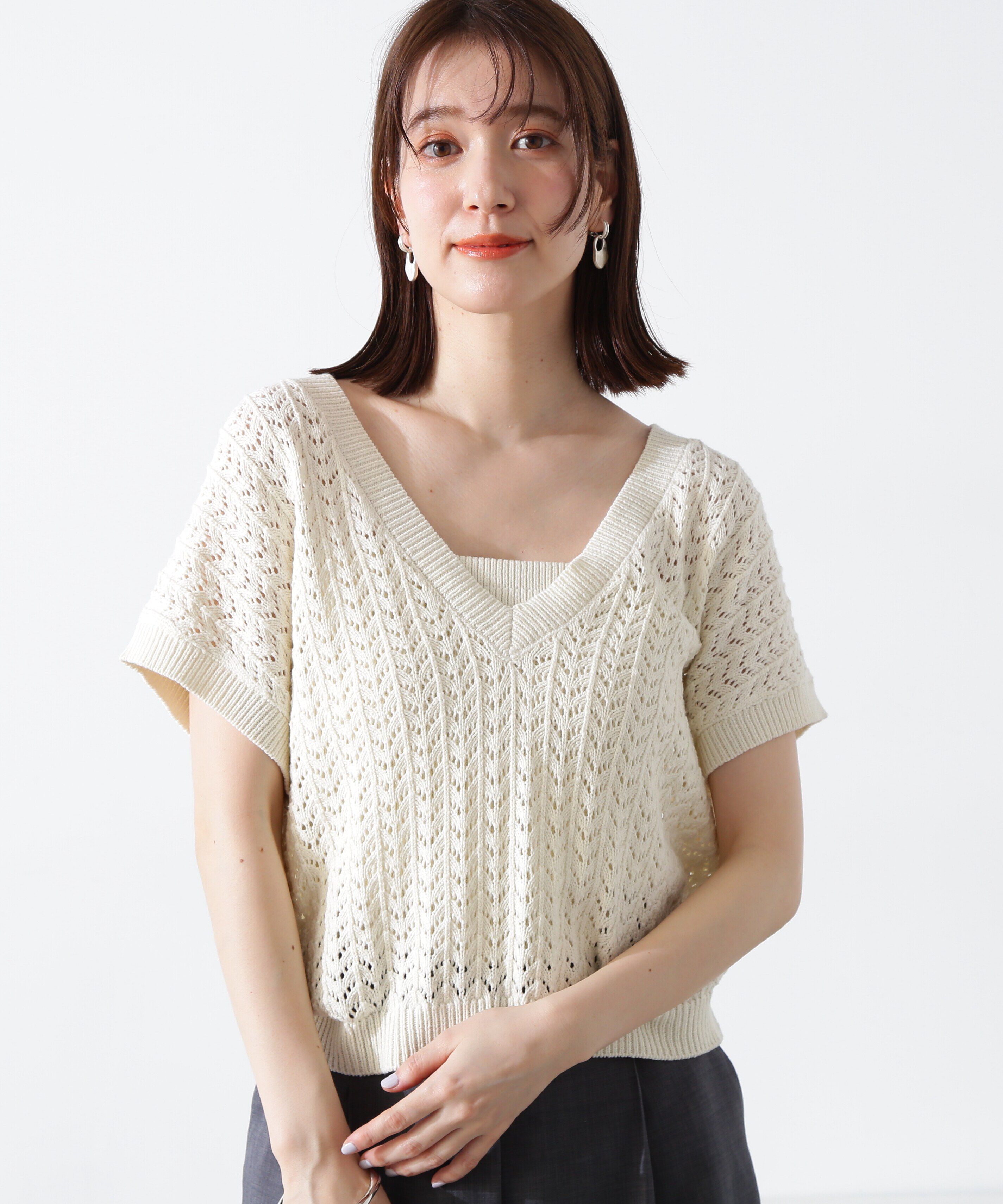  「クロシェ編みニット&times;ビスチェセット」|ニット・セーター|