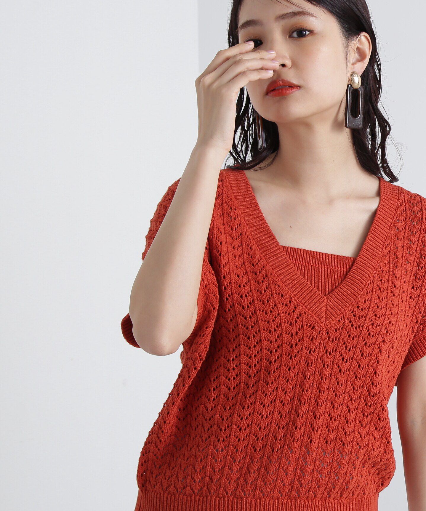  「クロシェ編みニット&times;ビスチェセット」|ニット・セーター|