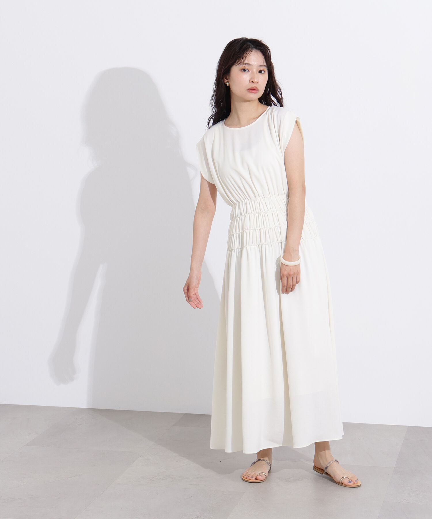  「ギャザーデザインワンピース」|ワンピース|
