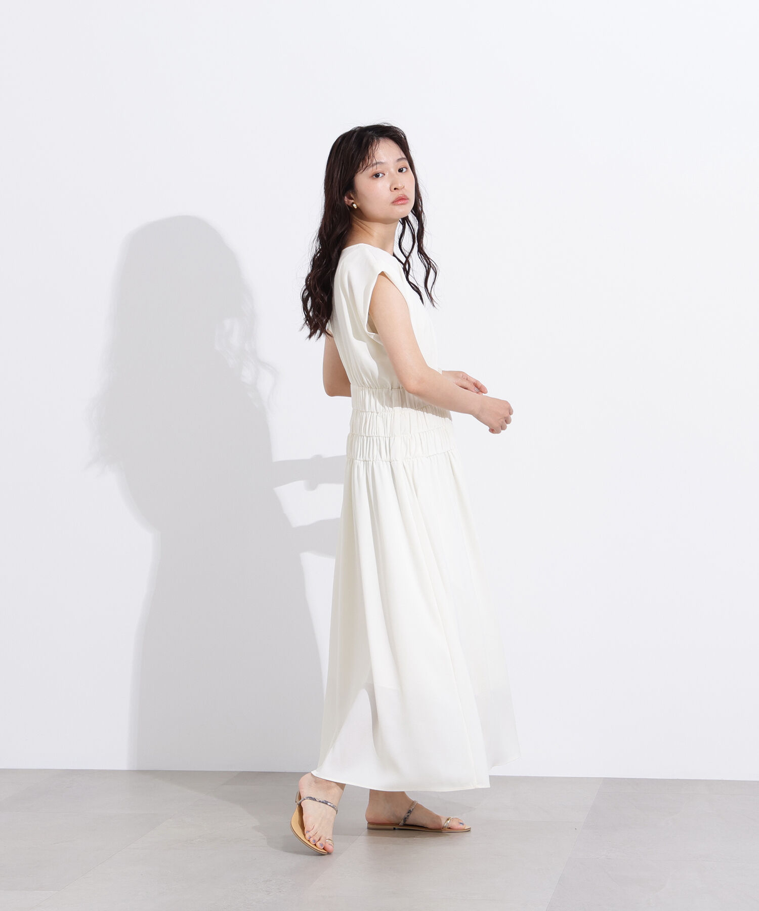  「ギャザーデザインワンピース」|ワンピース|