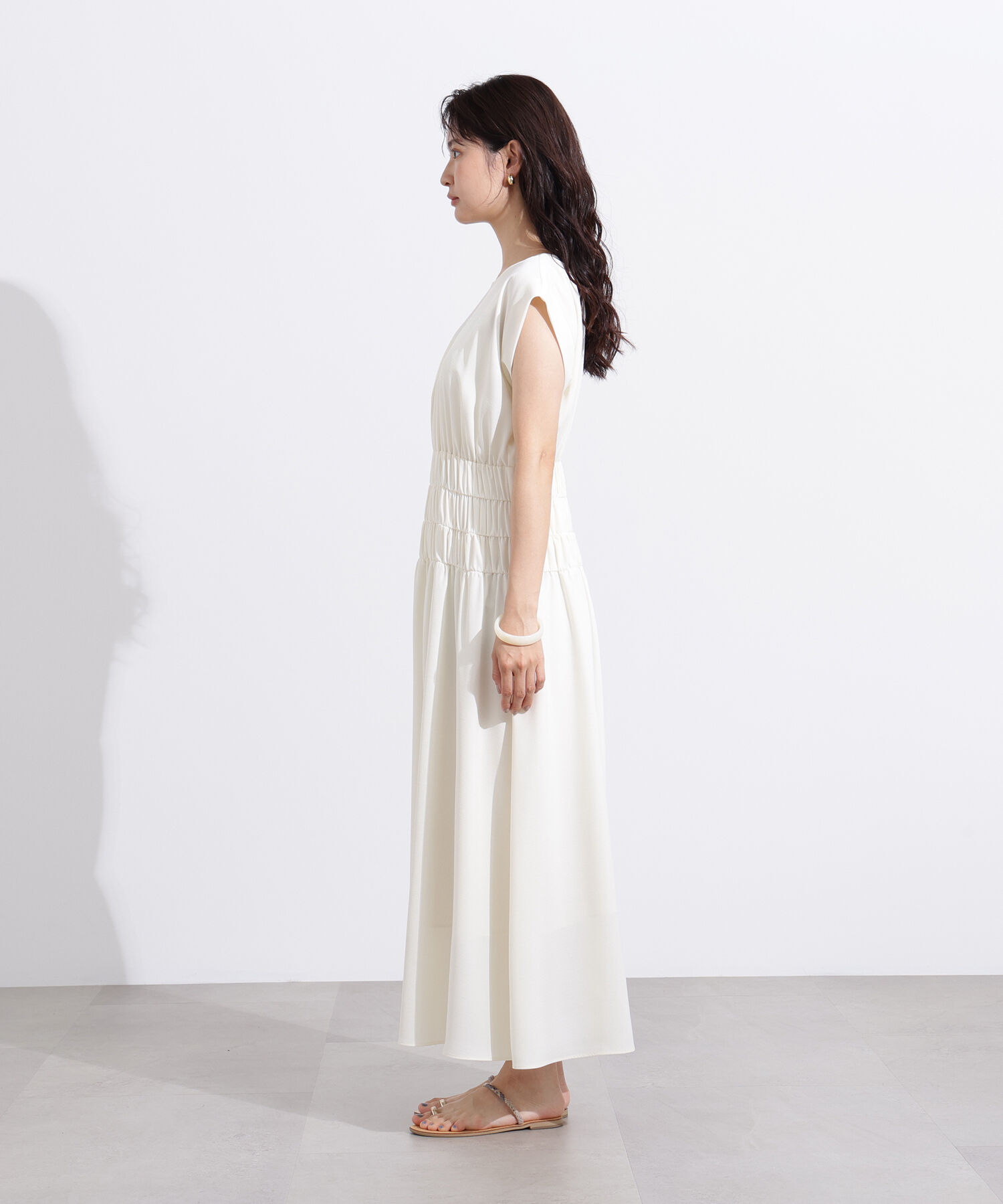  「ギャザーデザインワンピース」|ワンピース|