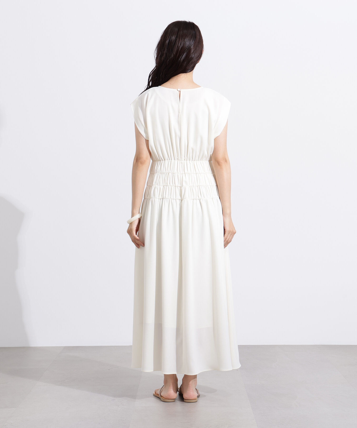 「ギャザーデザインワンピース」|ワンピース|
